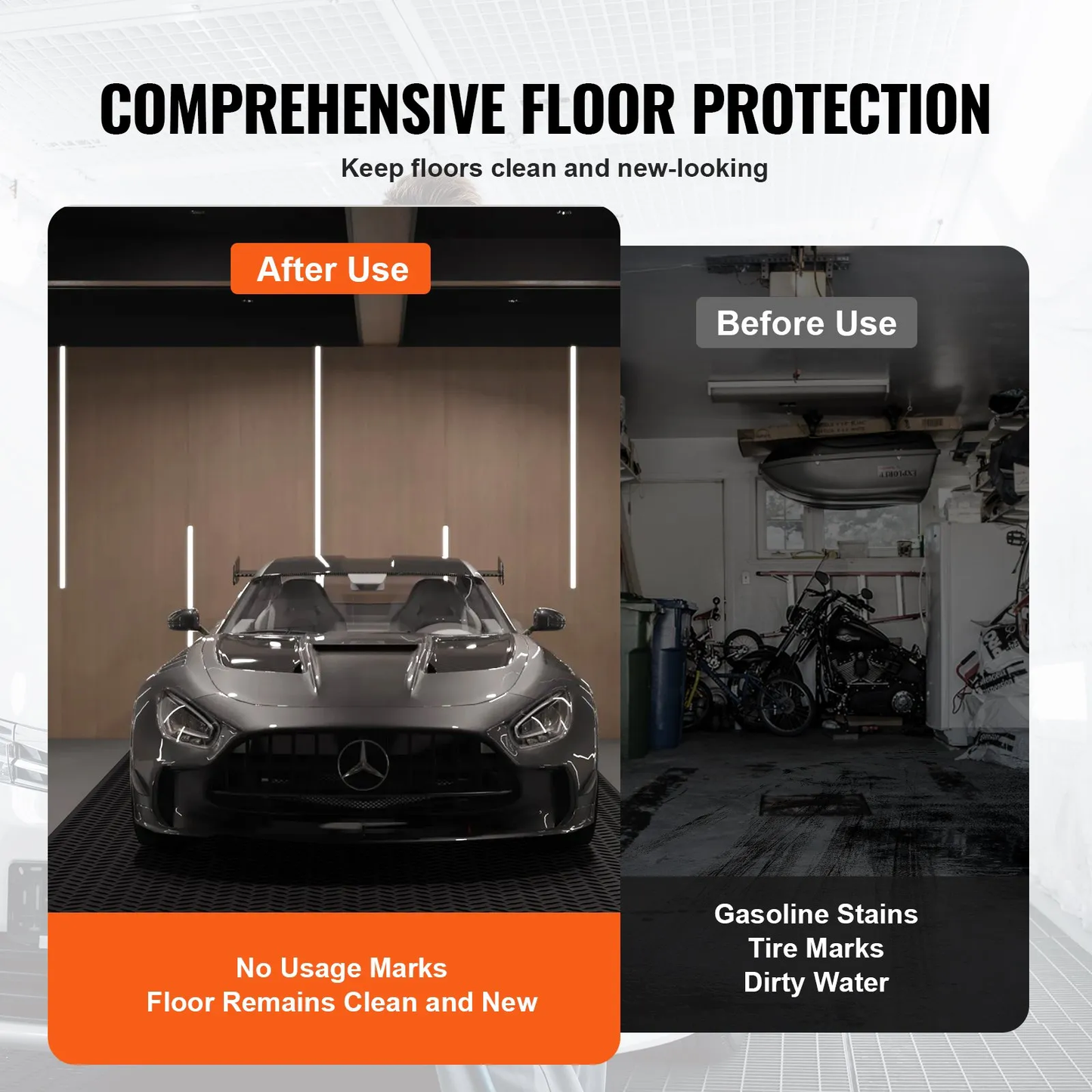 VEVOR Diamond-Plate Rubber Flooring Roll, 3 mm x 4 ft x 8 ft Garage Floor Mat, SBR Rubber Garage Flooring Roll