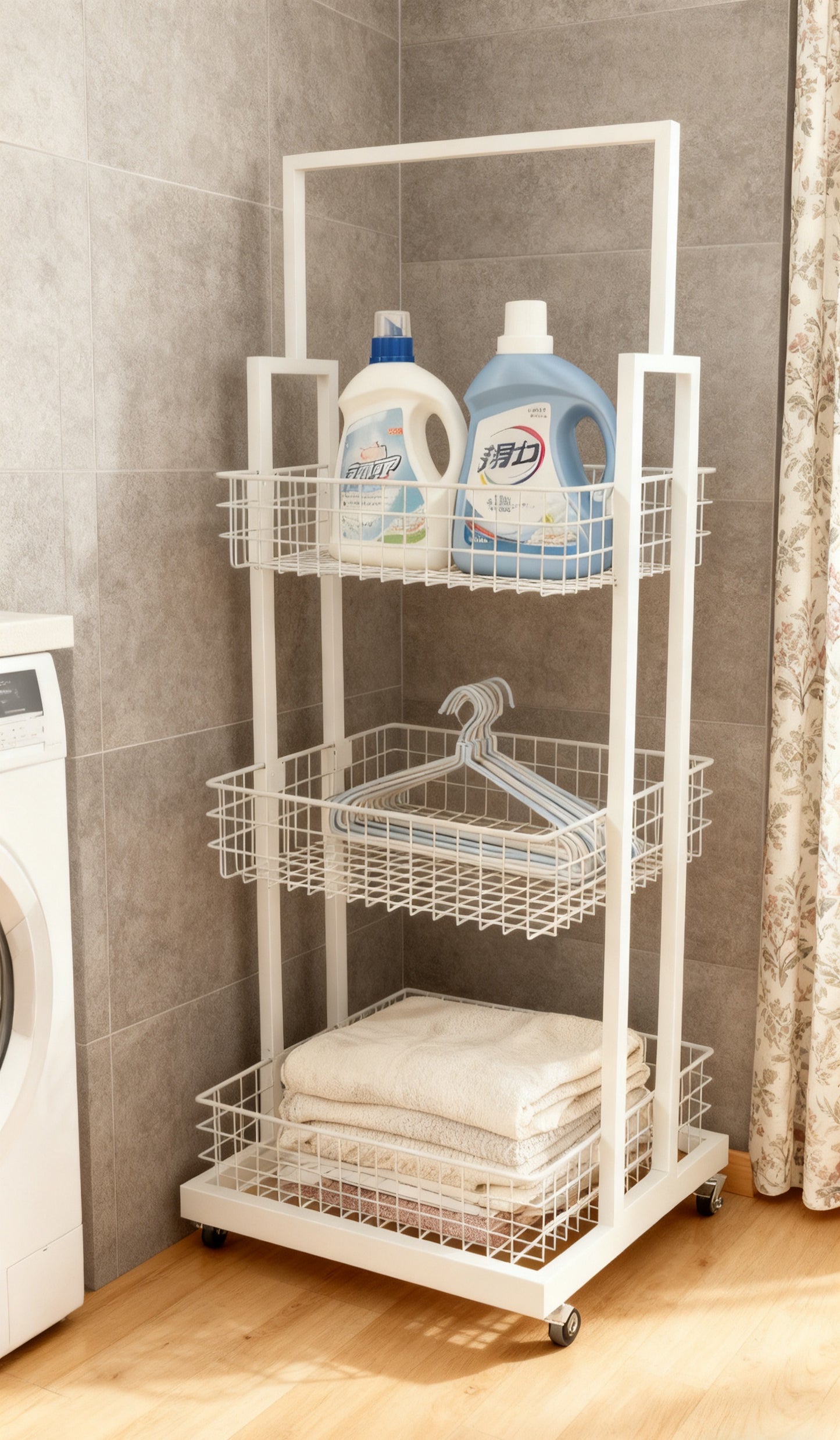 BNIB-4-Way & 3-Tier Storage Rack w/Wheels, Retail Display Racks, Household Storage Organizer