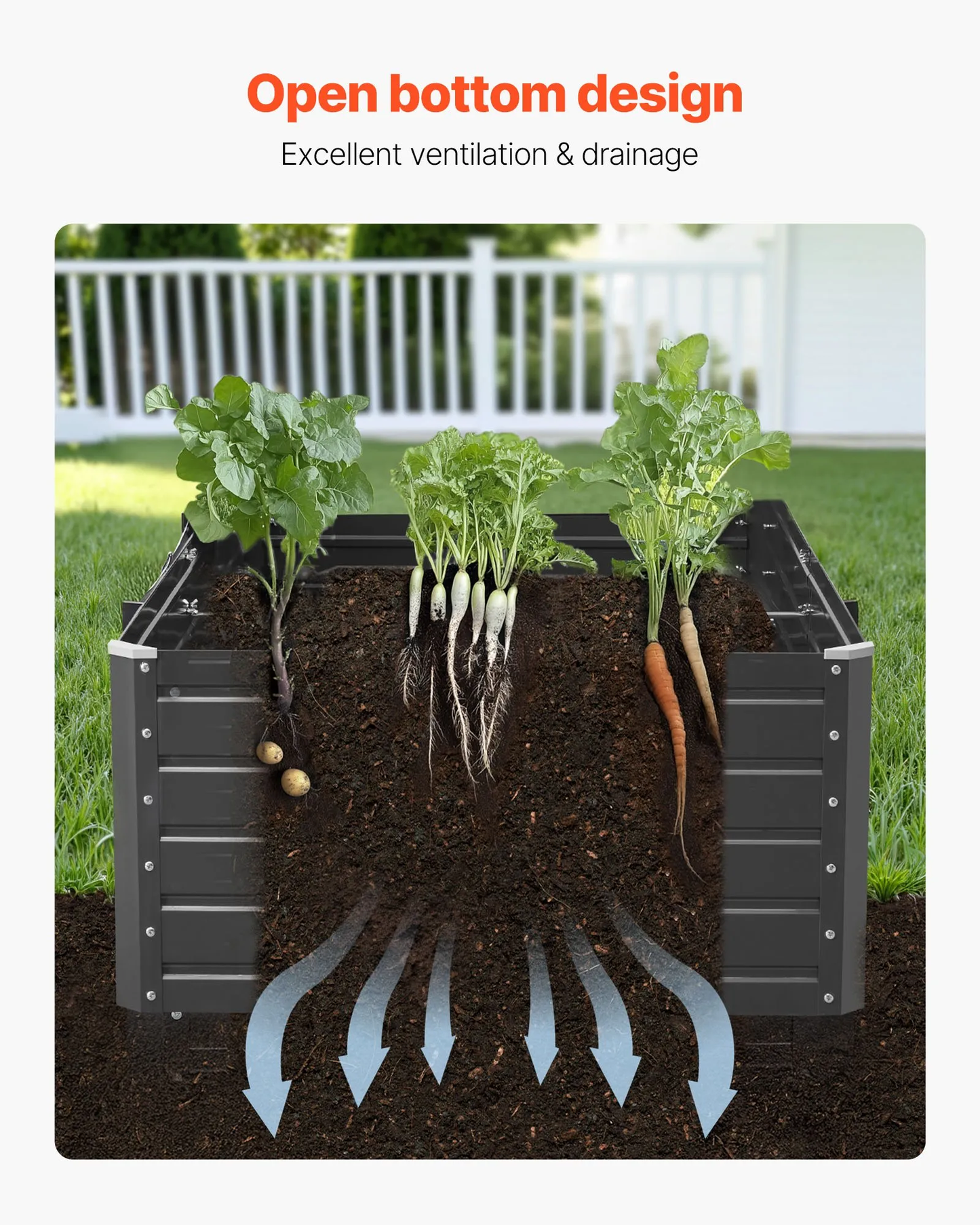 VEVOR Metal Raised Garden Bed, 6.7 x 3 x 1.5 ft Outdoor Galvalume Planter Garden Box, Open Bottom Design,-$55