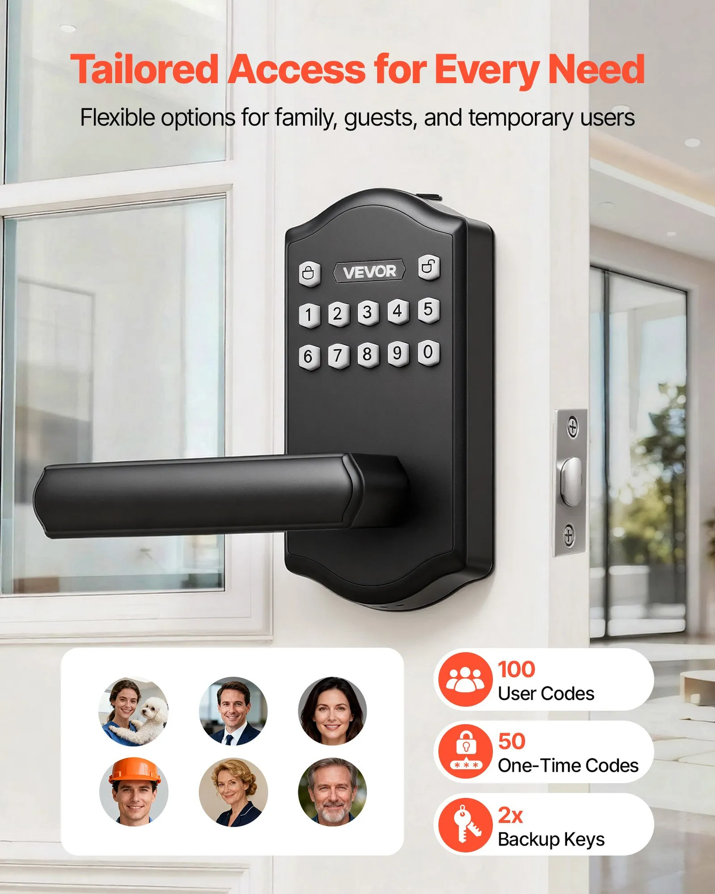 VEVOR Keyless Entry Door Lock with Handle, Electronic Lever Door Handle with Keypad,-$40