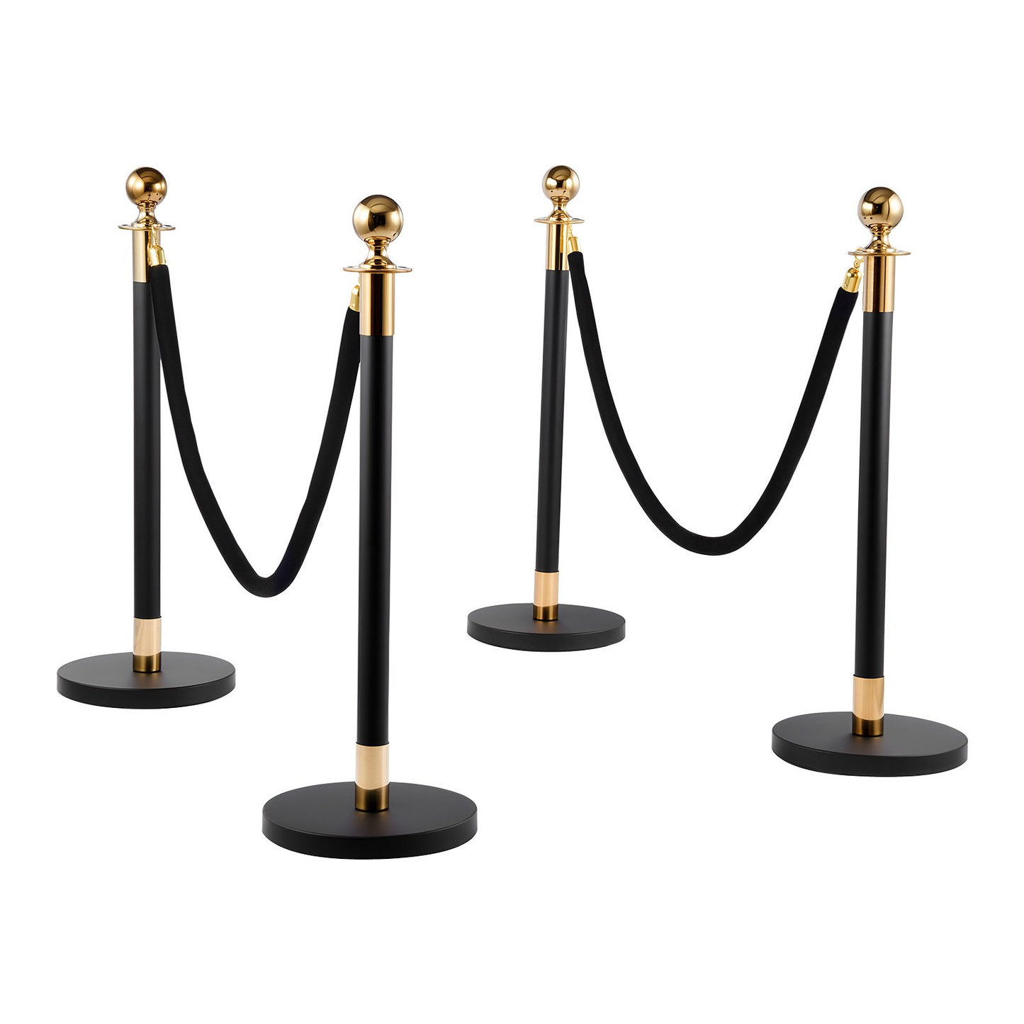 VEVOR Stanchion Posts, 4-Pack Crowd Control Barriers with 2 Black Velvet Ropes, -$60