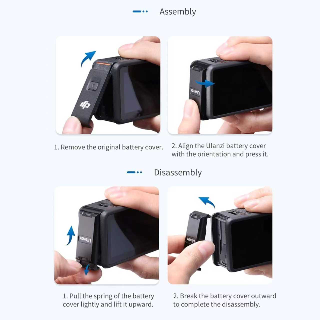 BNIB-ULANZI Battery Door Cover for DJI Action 3 & 4- ULANZI OA-16 Metal Battery Door, Vlog Accessory,-$25