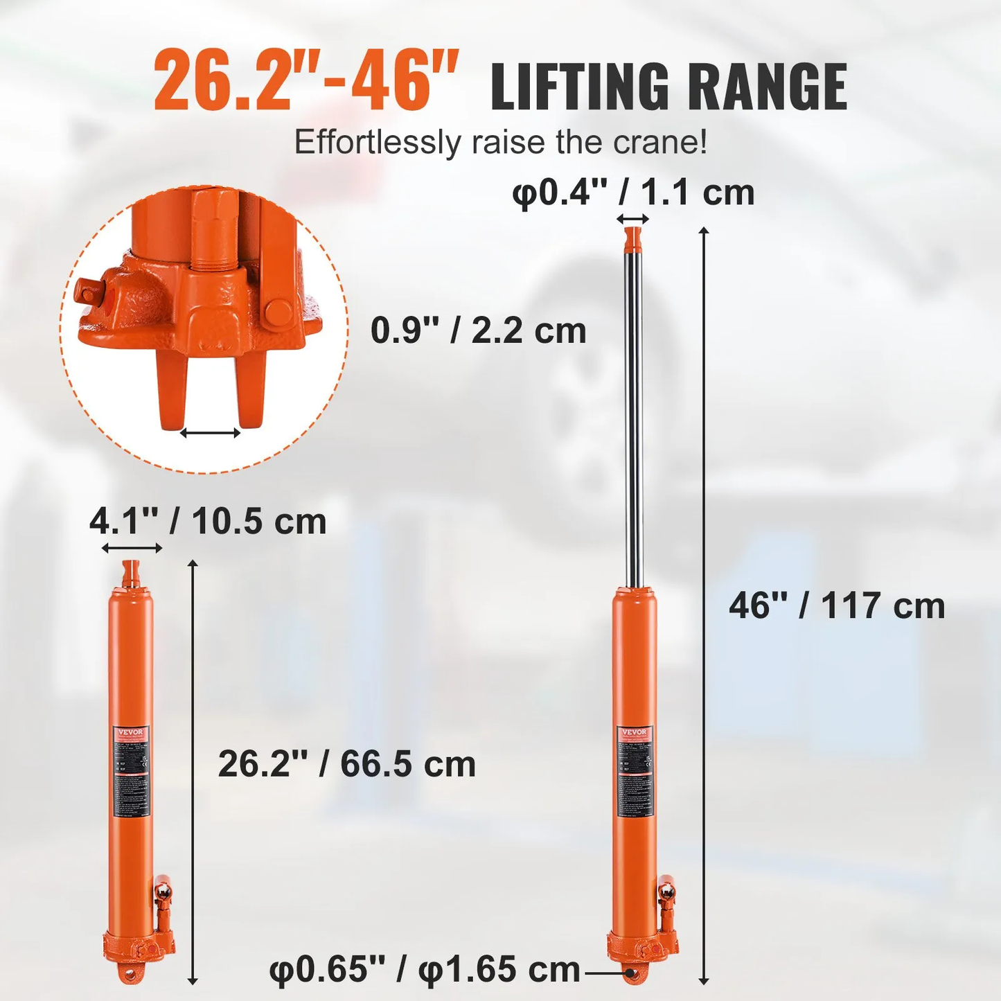 VEVOR Hydraulic Long Ram Jack, 3 Ton Engine Hoist Cylinder with Single Piston Pump And Clevis Base,-$40