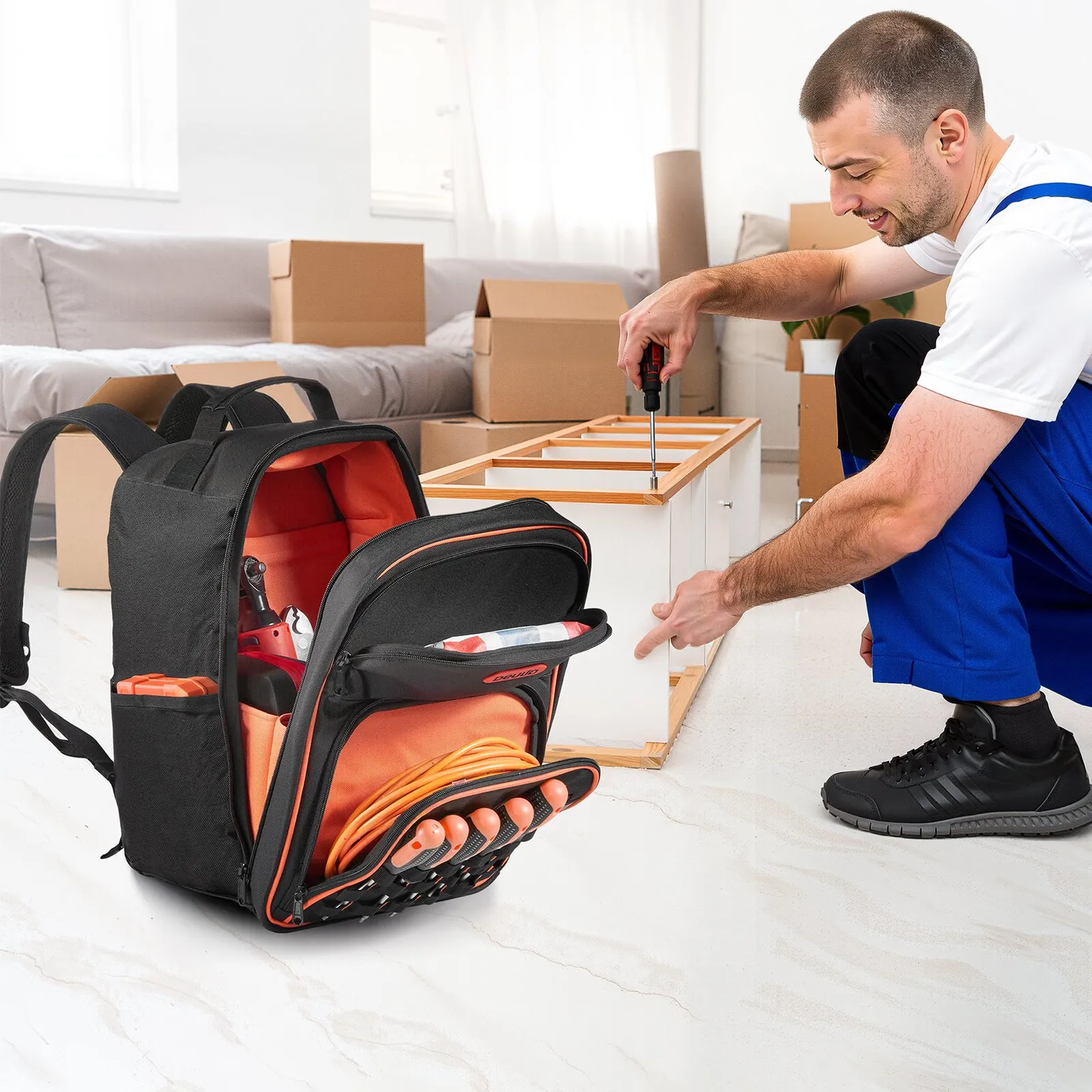 VEVOR Tool Backpack, 49 Pockets, Heavy-duty Tools Storage Organizer Work Bags ,-$30