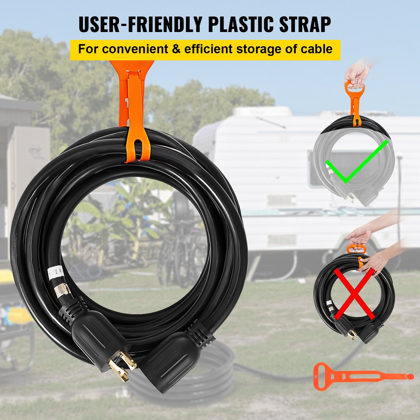 BNIB-VEVOR 125V-250V 30 Amp Generator Extension Cord 50FT Generator Cord 4 Wire 10 Gauge Generator,-$105