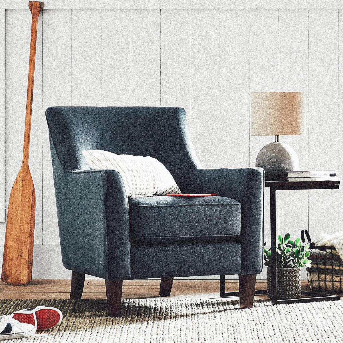 BNIB-Stone & Beam Concrete Table Lamp, Industrial Style Desk Lamp,Round concrete table lamp
