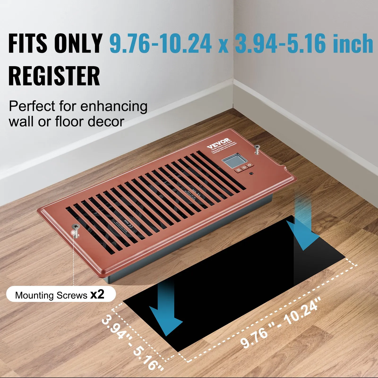 VEVOR Register Booster Fan, Quiet Vent Booster Fan Fits 4” x 10” Register Holes, with Remote Control,-$35