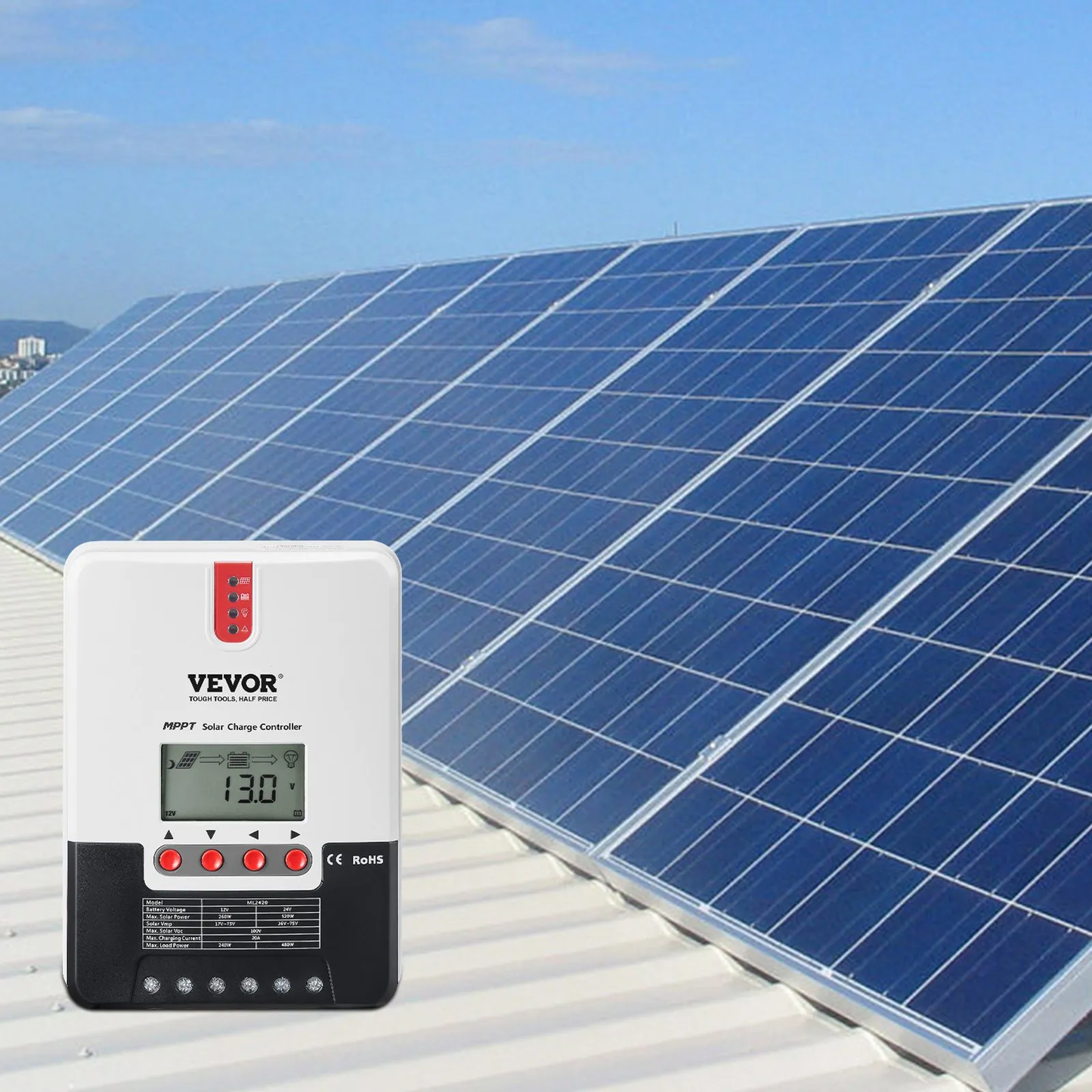 VEVOR 20A MPPT Solar Charge Controller, 12V / 24V Auto DC Input, Solar Panel Regulator Charger,-$55