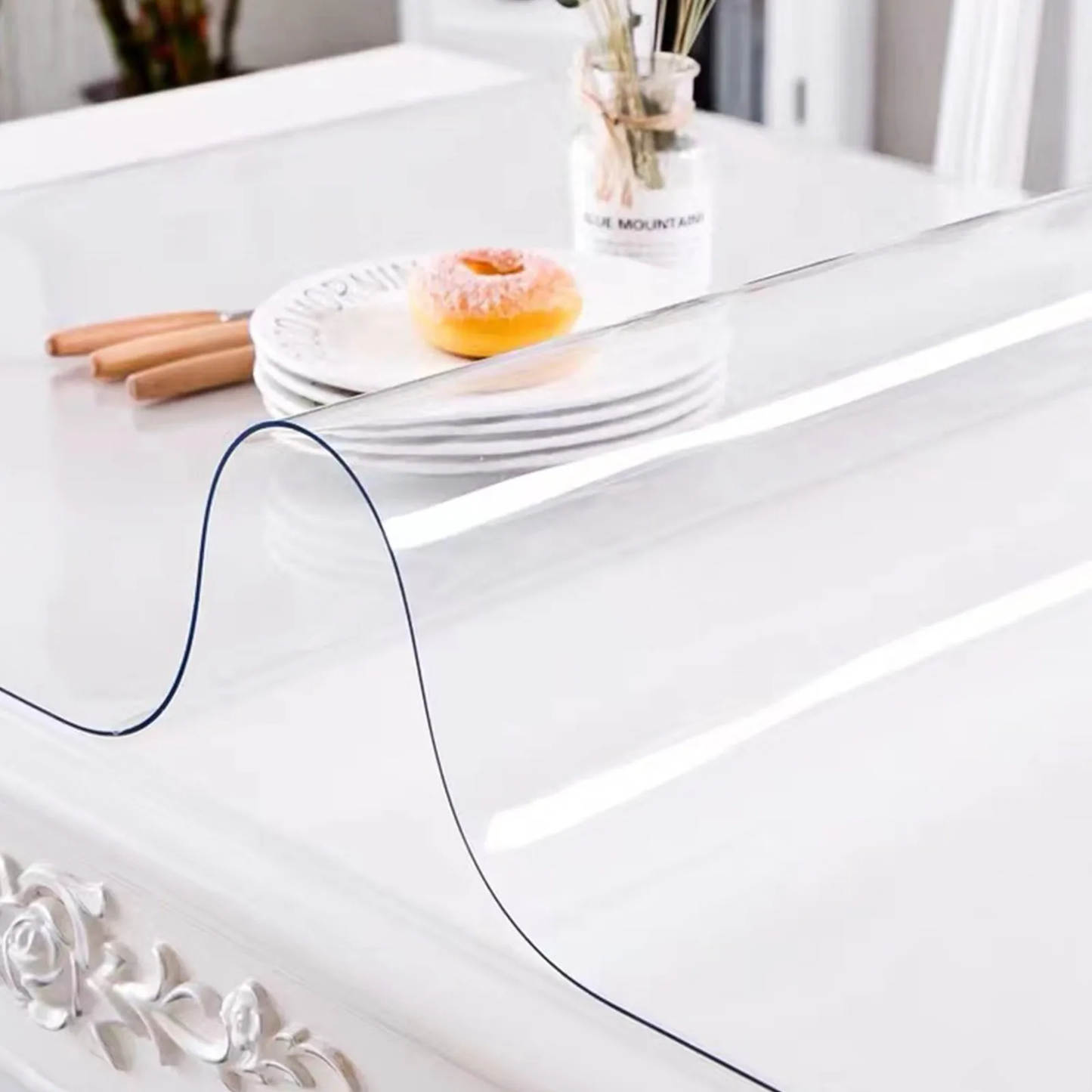 VEVOR Plastic Table Cover 42 x 78 Inch, 1.5 mm Thick Clear Table Protector, Rectangle Clear,-$40