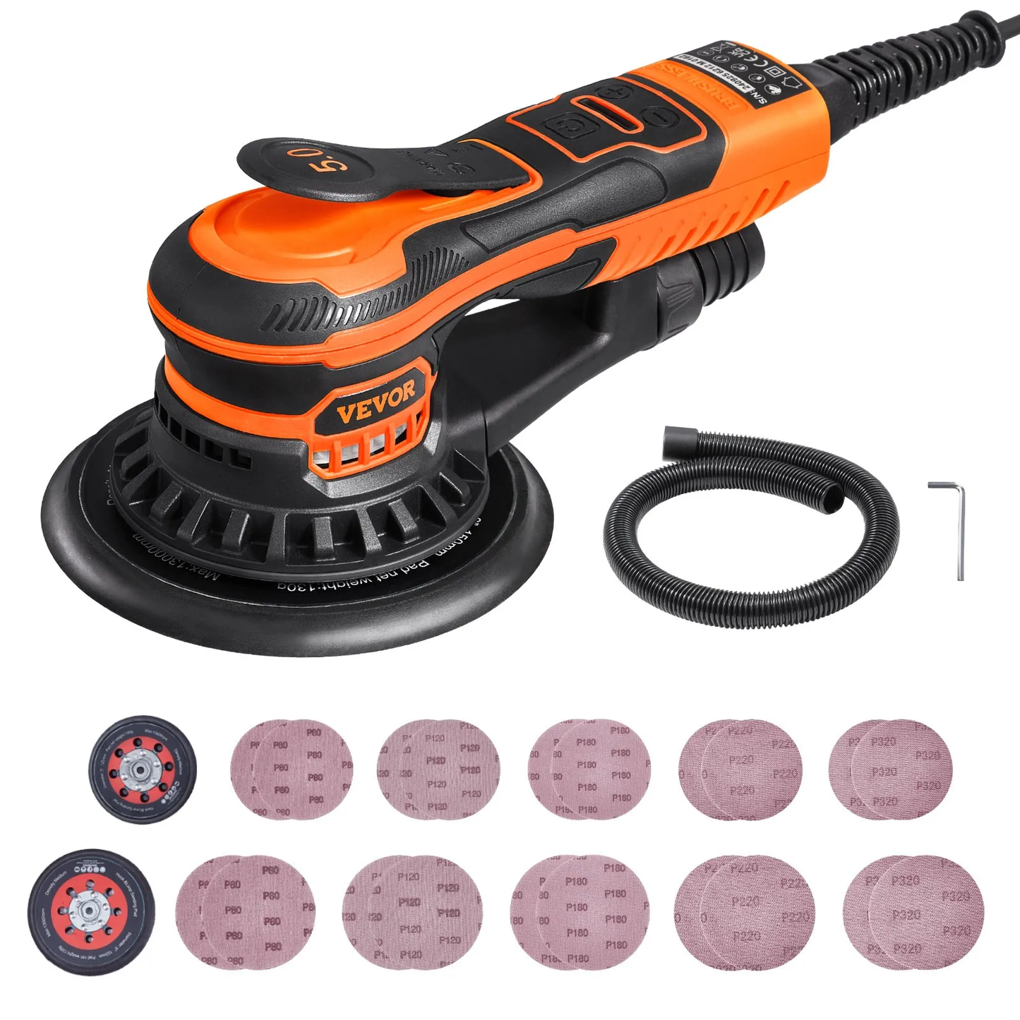 VEVOR Random Orbital Sander 5 & 6-Inch, 350W Brushless Orbital Sander, 10,000 PRM 6 Variable,-$130