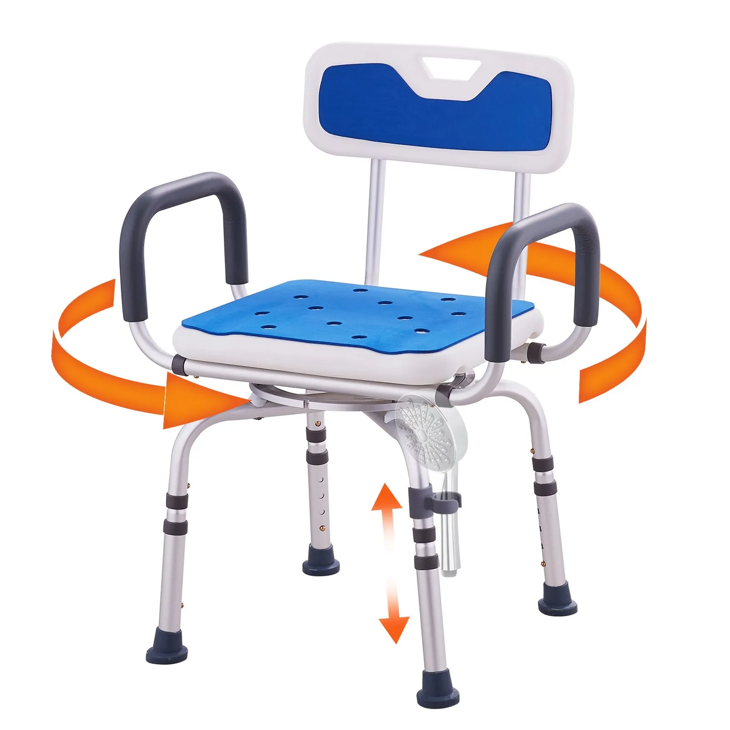 VEVOR Swivel Shower Chair 360 Degree, Adjustable Shower Seat with Armrests and Backrest,-$75