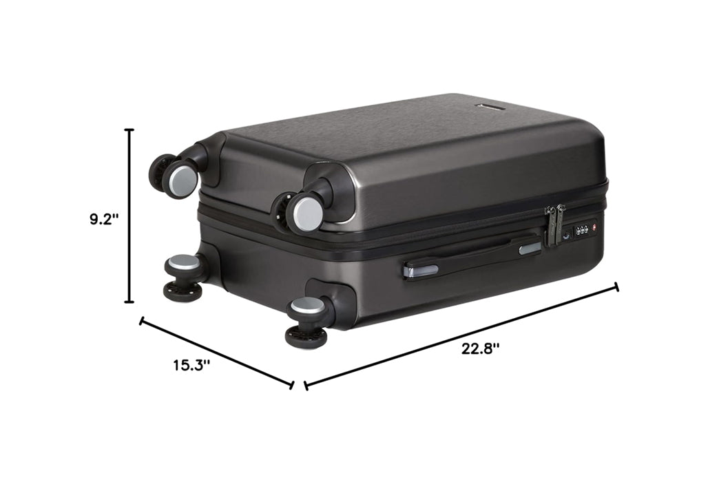BNIB-Amazon Basics Metal-Texture Spinner Carry-On Luggage,（55cm, Black