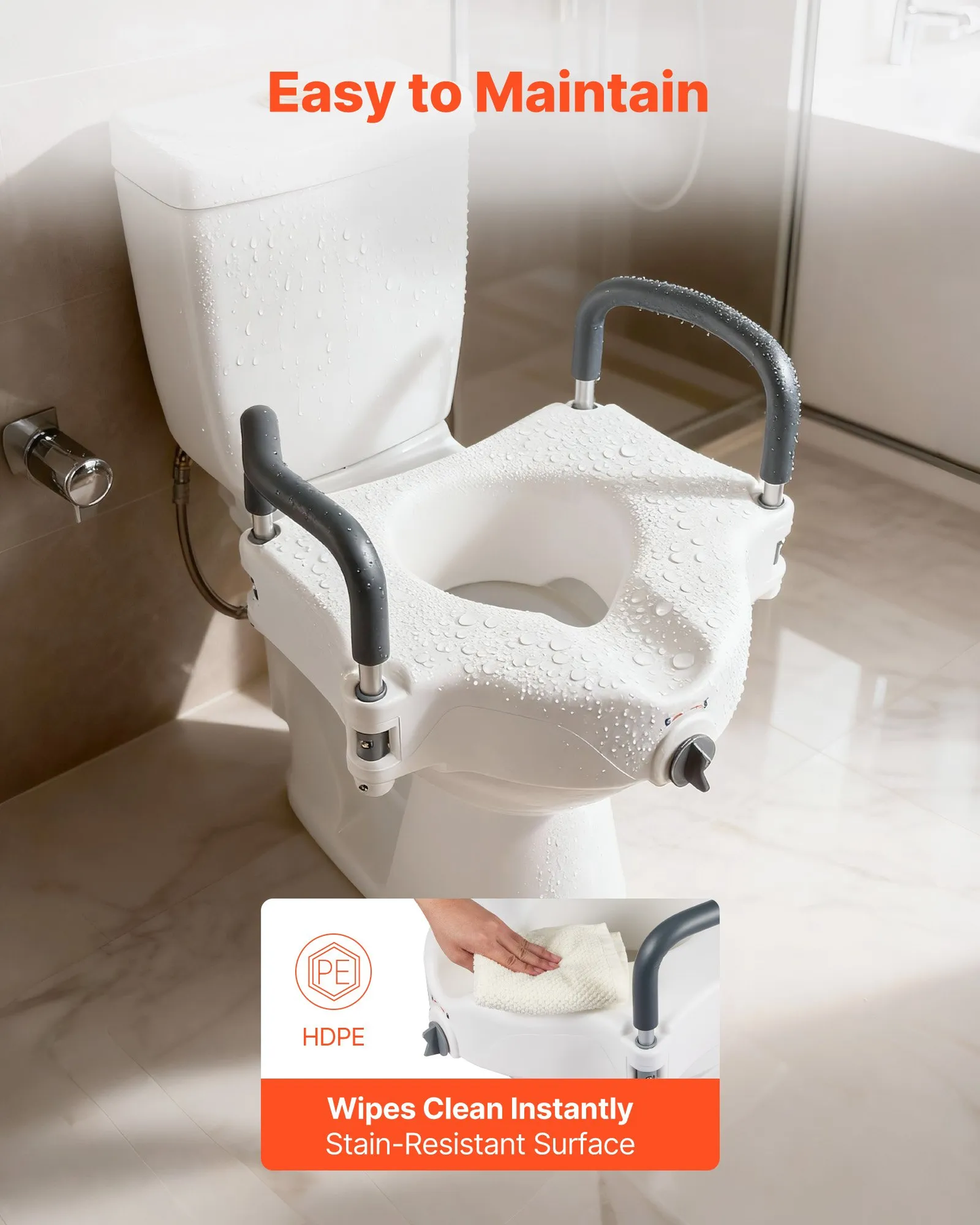 VEVOR Raised Toilet Seat with Arms, 300 lbs Load Capacity, 5-Inch Lift Height, Widened Commode,-$40