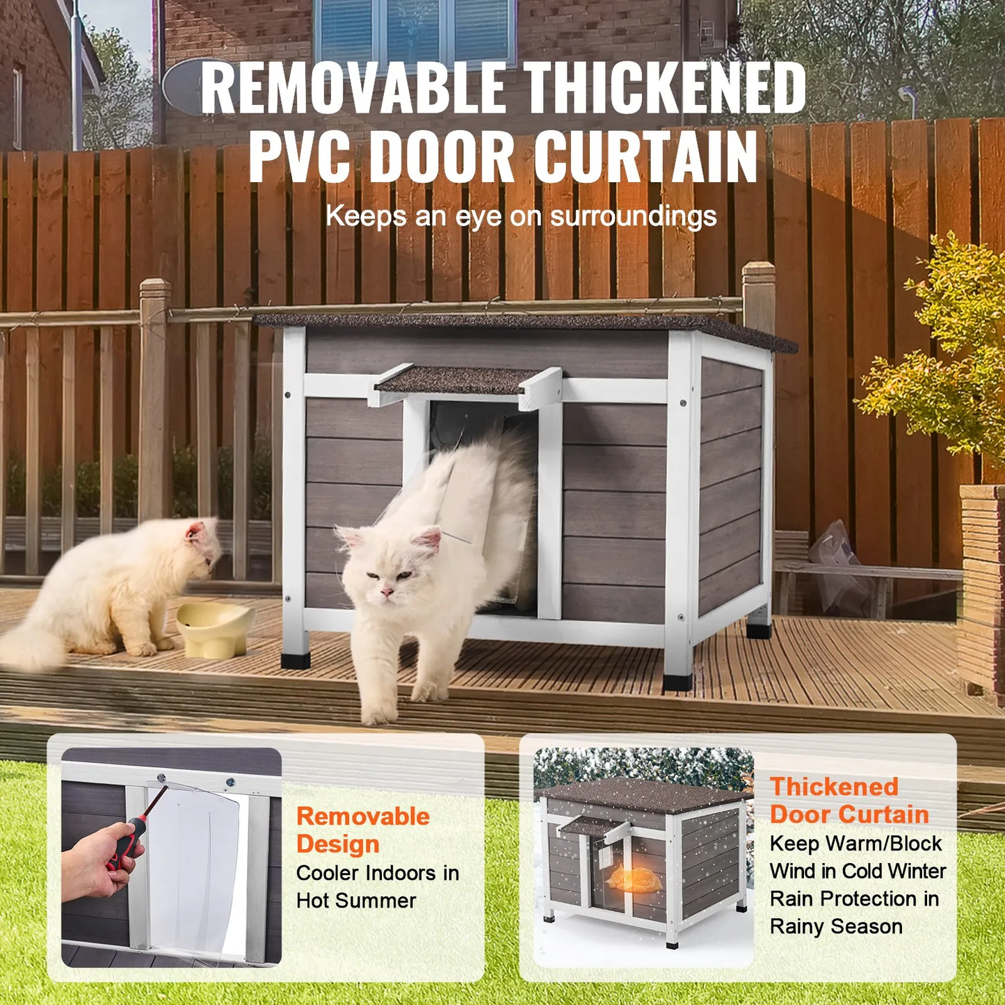 VEVOR Outdoor Cat House Weatherproof, Feral Cat Shelter, Outdoor Wooden Cat Rabbit House,-$55