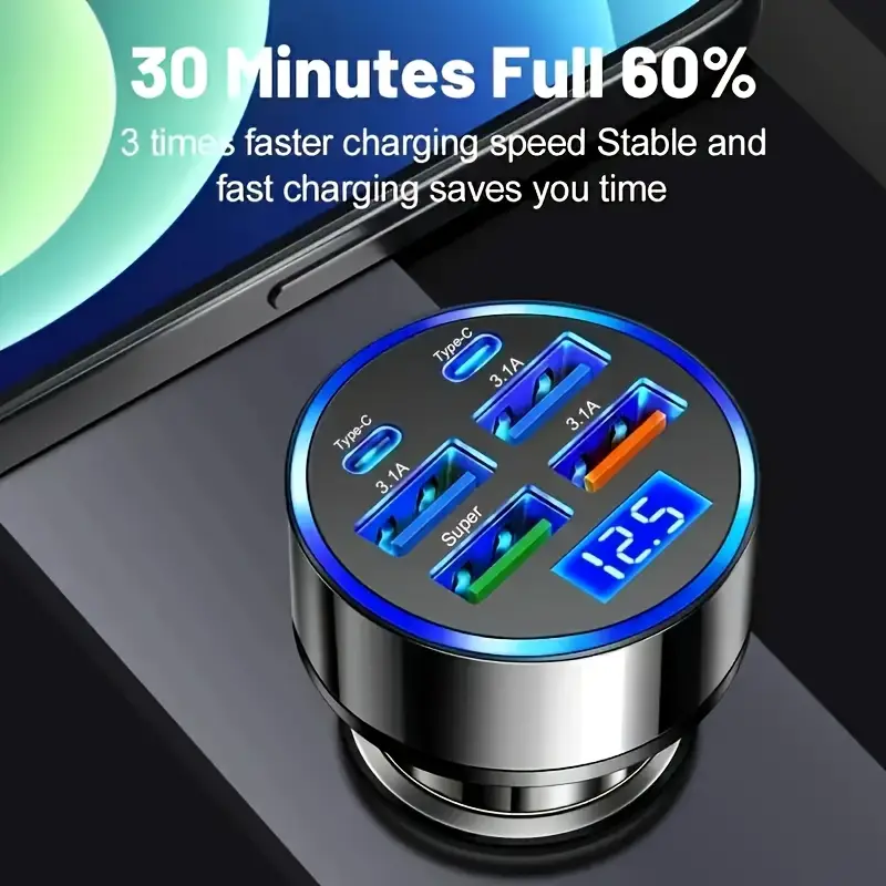 BNIB-Fast Car Charger, 6-in-1 Fast Car Charger | QC3.1 & USB Type-C, Dual Power Adapter,-$15 each