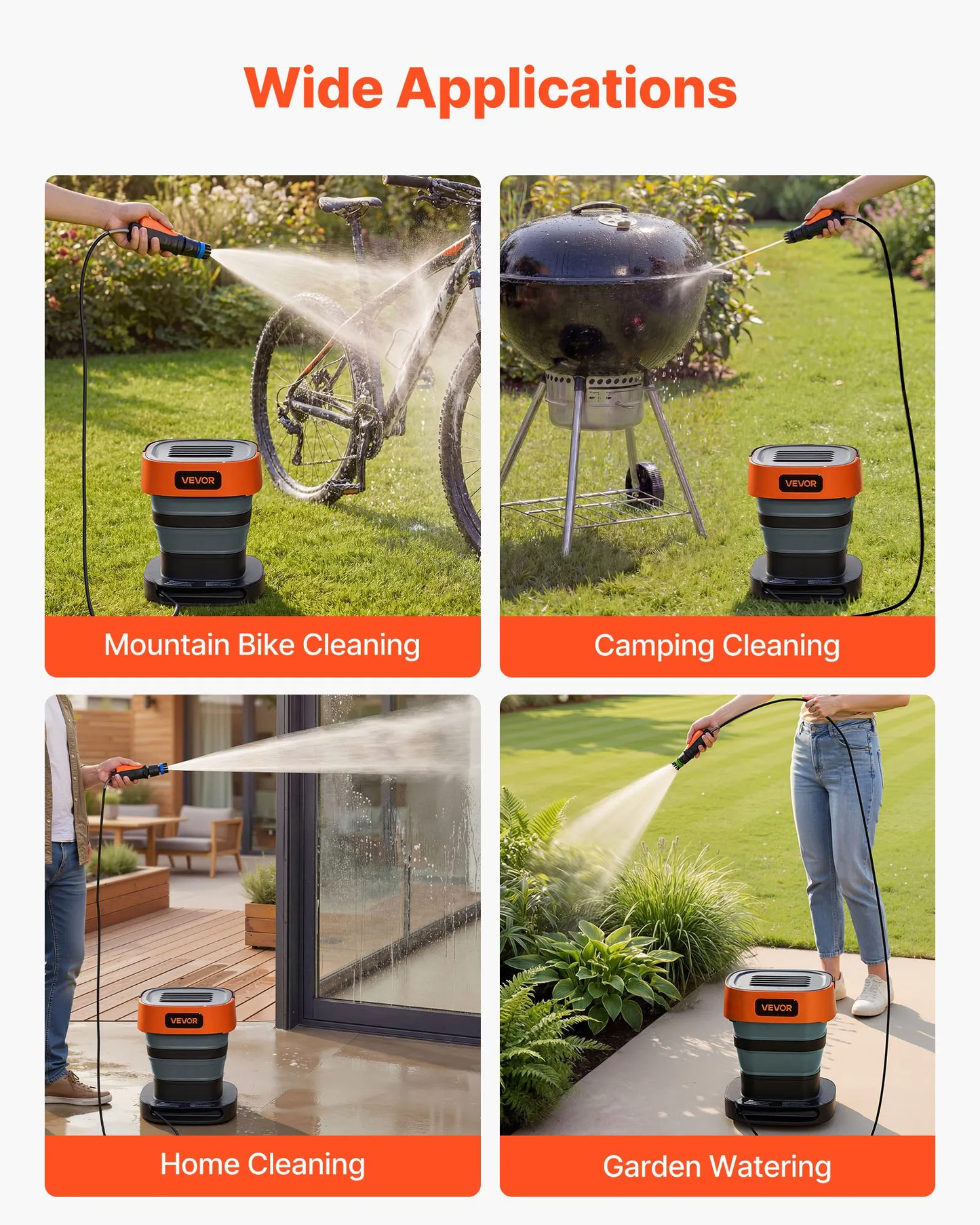 VEVOR Portable Cordless Pressure Washer with 2.64 Gal Tank, Foldable Power Washer 109 Max PSI,-$70