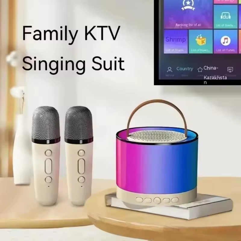 BNIB-K52 Wireless Bluetooth Speaker, 4-in-1 Microphone RGB Music Player Karaoke Machine