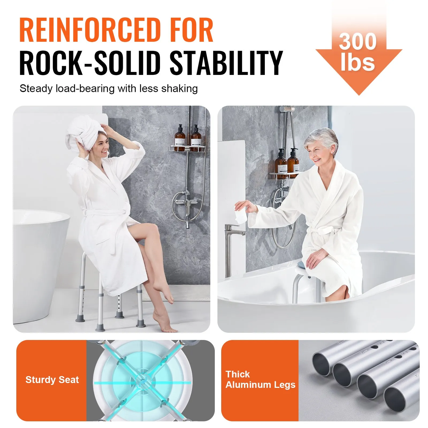 VEVOR Shower Chair 360 Degree Rotating, Adjustable Height Shower Stool Seat, for Inside Shower,-$25
