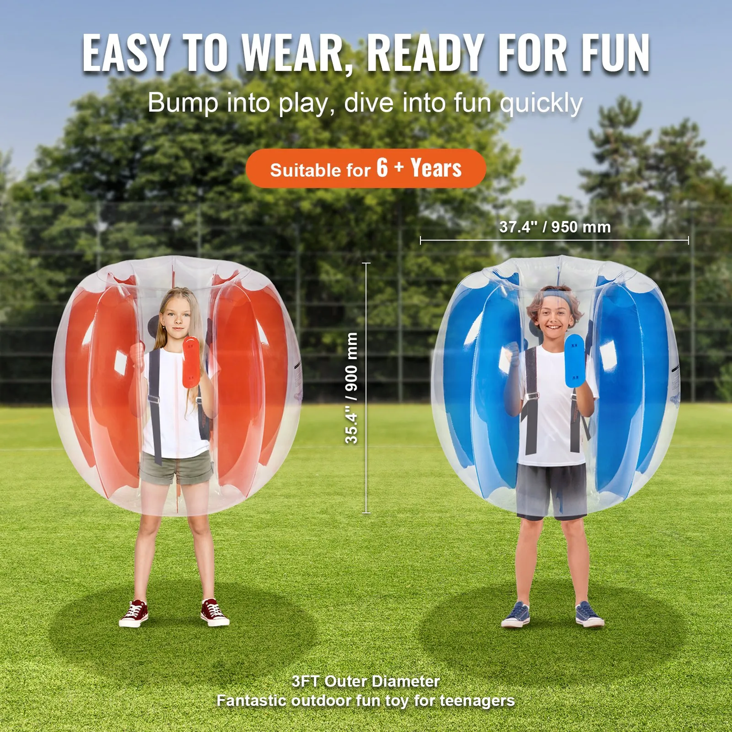 VEVOR Inflatable Bumper Balls 2-Pack , 3FT/0.9M Body Sumo Zorb Balls for Kids & Teens,-$45