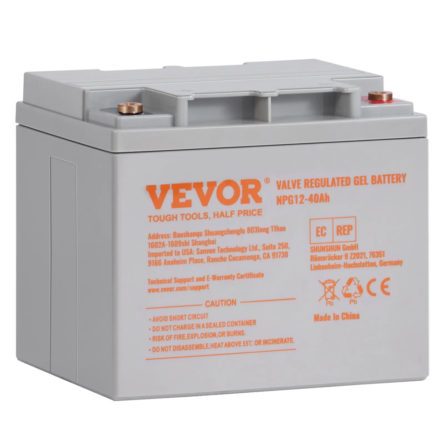 VEVOR Rechargeable AGM Marine Battery, 12V 40AH, with 400A Discharge Current,-$70