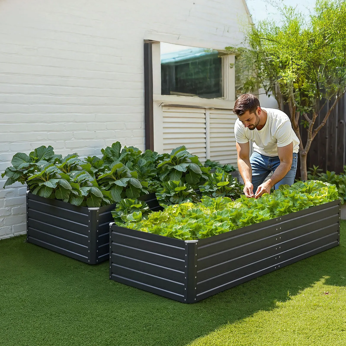 VEVOR Metal Raised Garden Bed, 6.7 x 3 x 1.5 ft Outdoor Galvalume Planter Garden Box, Open Bottom Design,-$55
