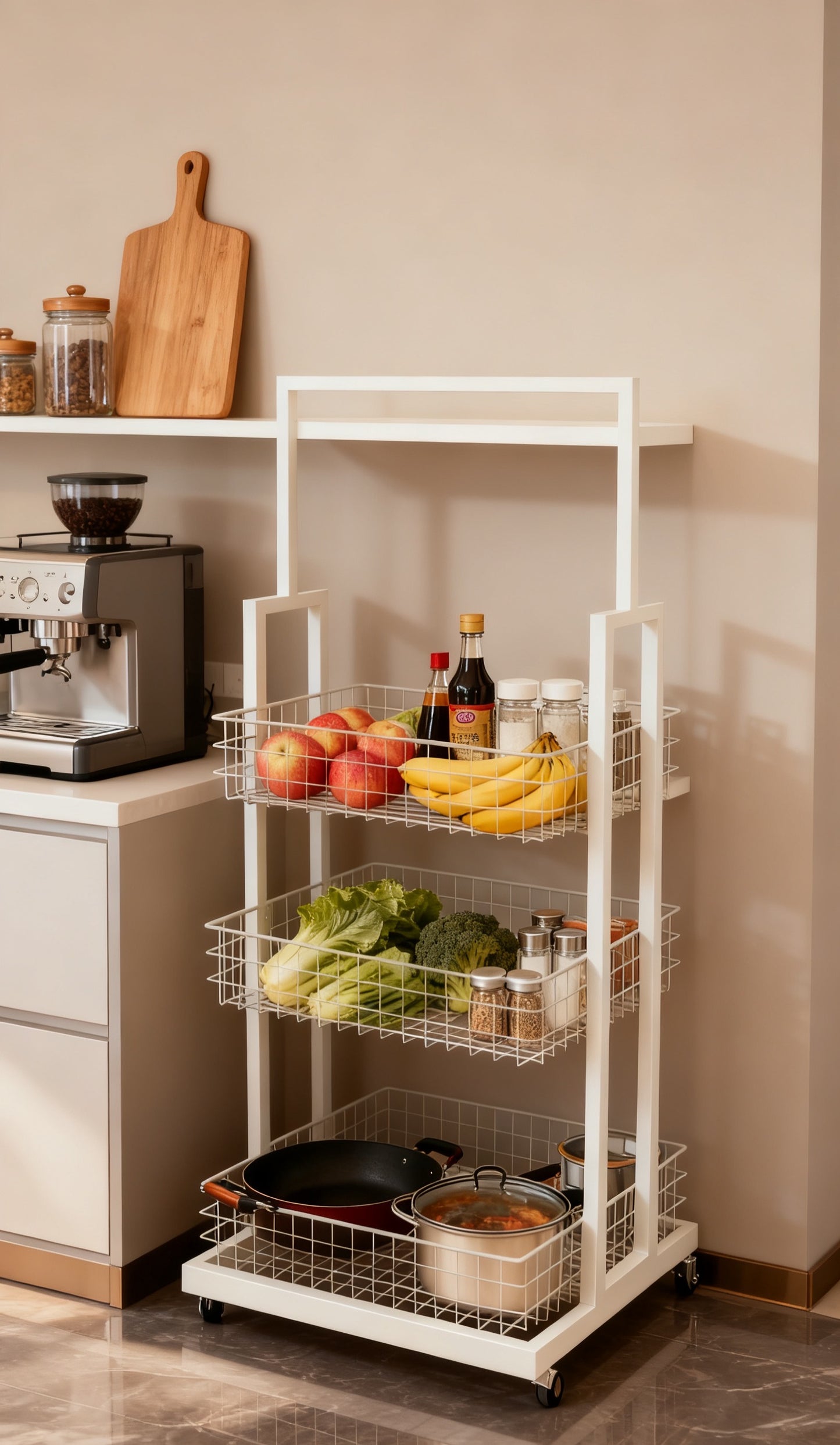 BNIB-4-Way & 3-Tier Storage Rack w/Wheels, Retail Display Racks, Household Storage Organizer