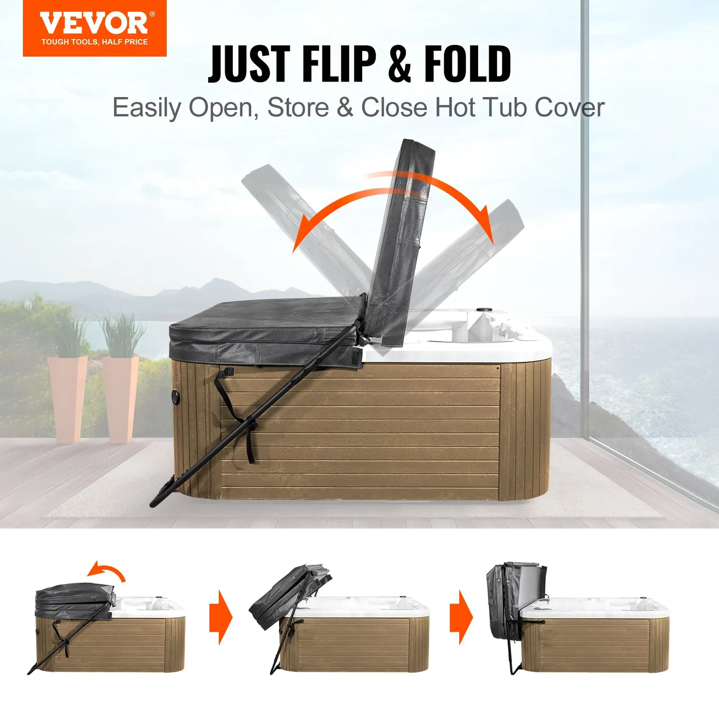 VEVOR Hot Tub Cover Lift, Spa Cover Lift, Height 31.5" - 41.3" Width 53" - 92.5" Adjustable,  -$80