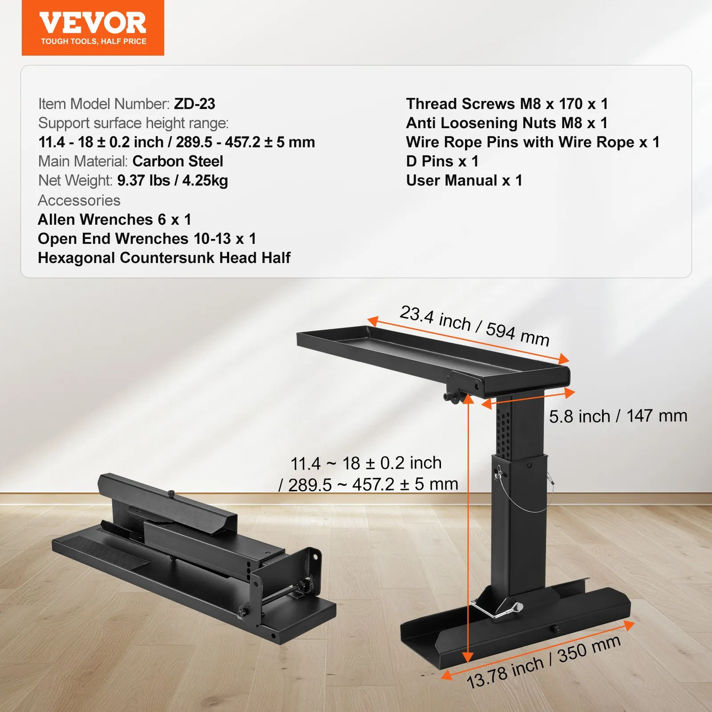 VEVOR Ladder Levler, 23.4 L x 11.4-18 in H Support Surface, Steel Ladder Leveling Tool,-$45