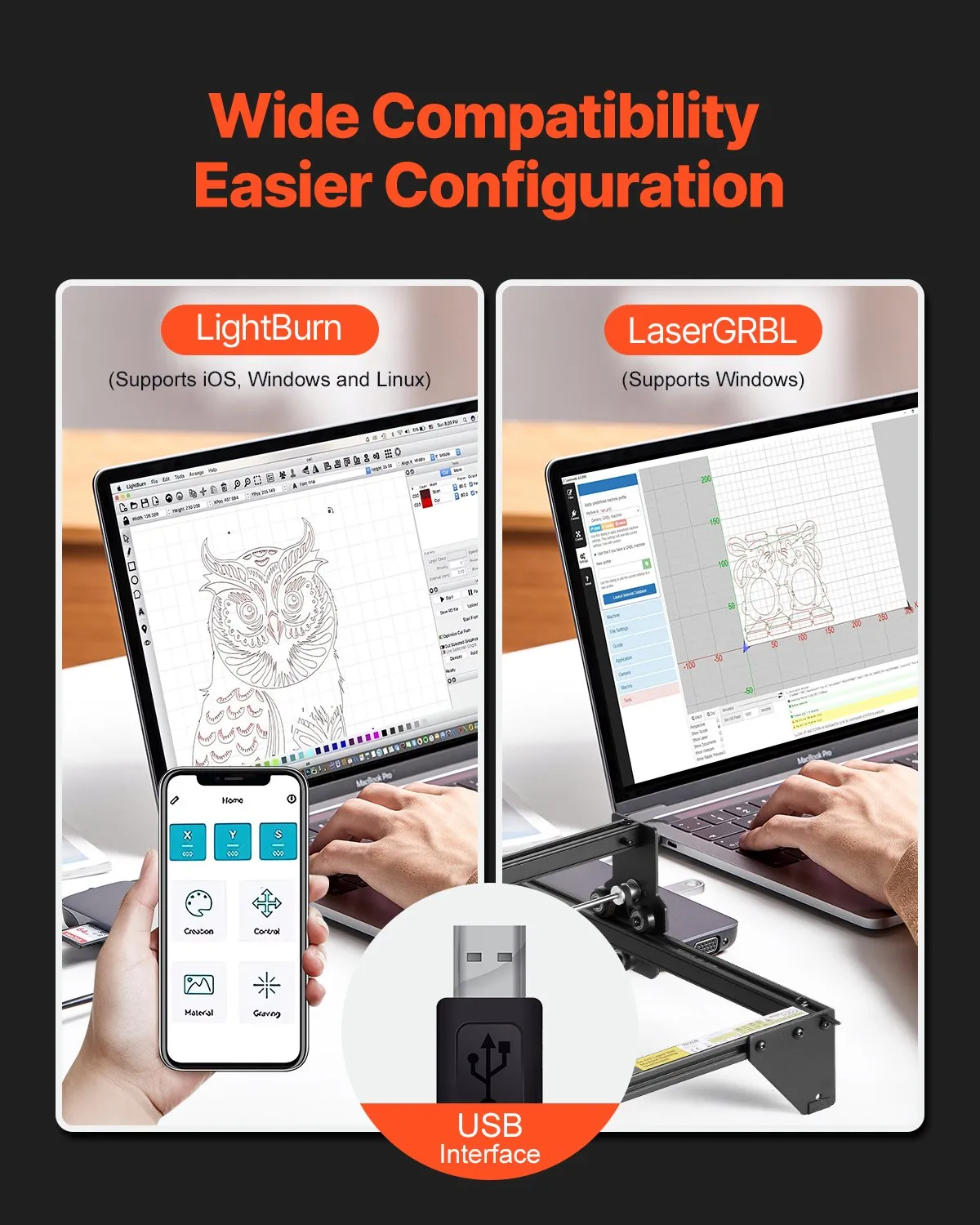 VEVOR Laser Engraver, 5W Output, Laser Engraving Cutter Machine, 14.9 x 15.7 in/38 x 40 cm Working Area,-$180