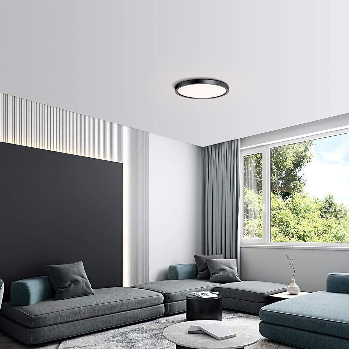 BNIB-MYTH REALM 15" LED Flush Mount Ceiling Light – 30W Dimmable (3000K, 2000LM), Ultra Thin