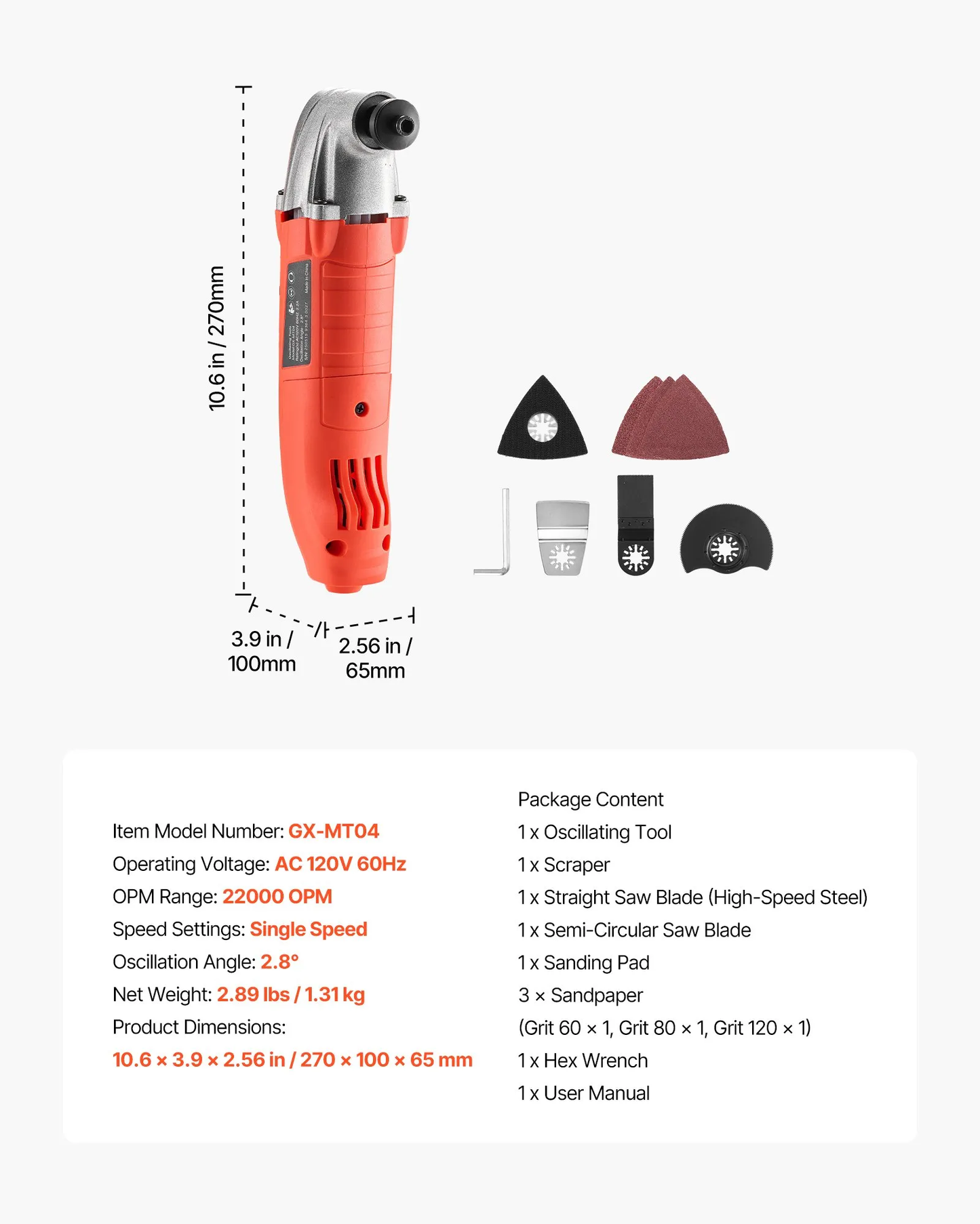 VEVOR Oscillating Tool Multitool, 2.2Amps 22,000 OPM Electric Oscillating Multi Tool Kit,-$35