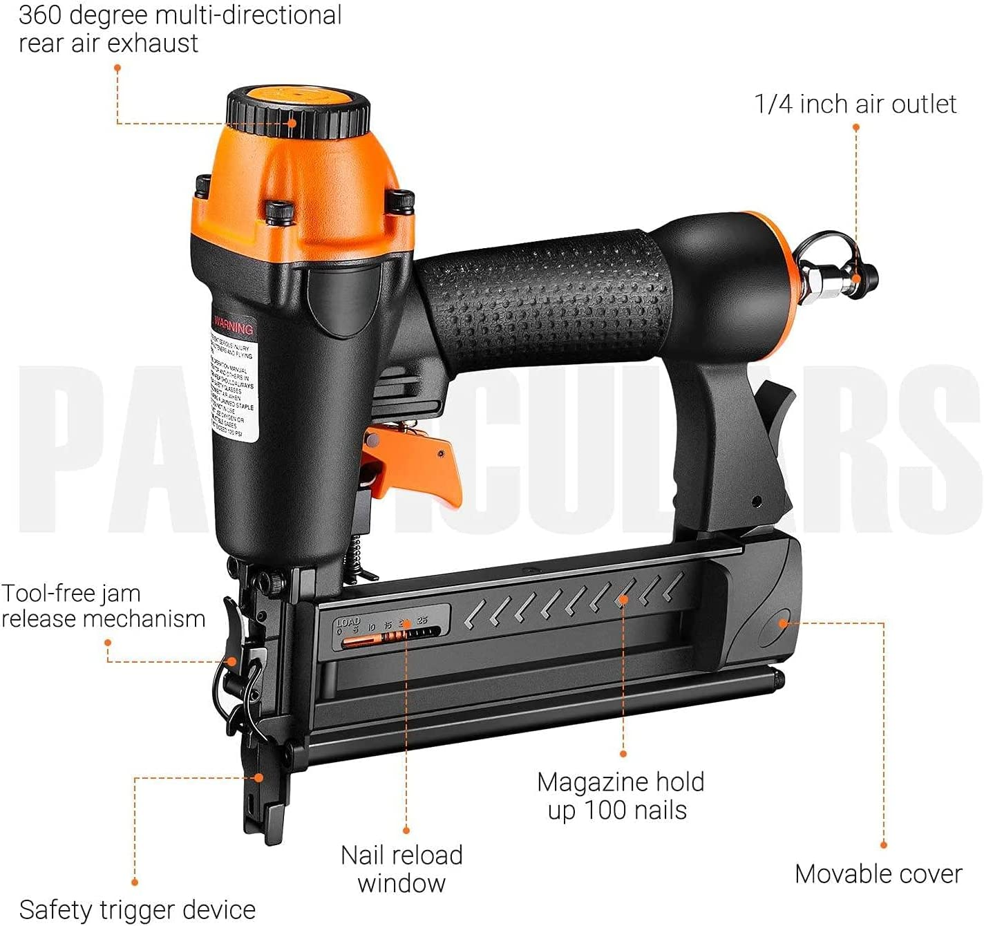 Brand New Power Tools Air Brad Nail Gun，360 Degree Adjustable Exhaust -$ 30