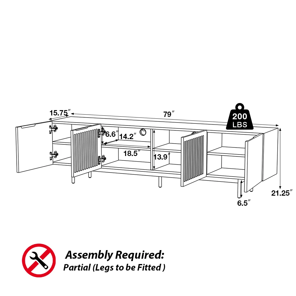 Brand New POVISION - Modern Wood TV Stand,Premium Modern Wood TV Stand – Fits TVs up to 85”