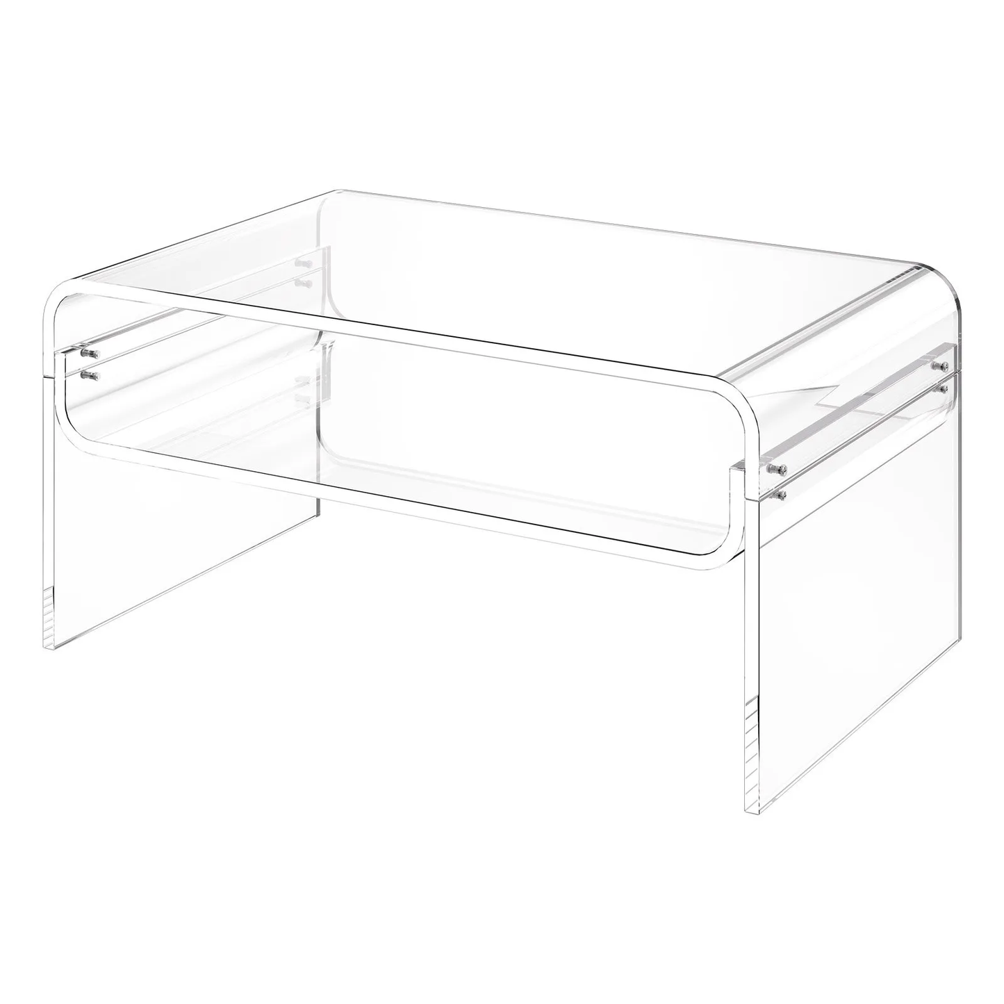 VEVOR Acrylic Coffee Table, 2 Tiers Center Table with Storage Shelf,19.7 x 31.5 x 15 in (Clear),-$120