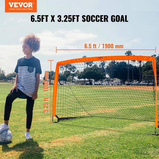 VEVOR Portable Soccer Goal, 6.5x3.25 ft Kids Backyard Soccer Net, Foldable Pop Up Practice Soccer Net,
