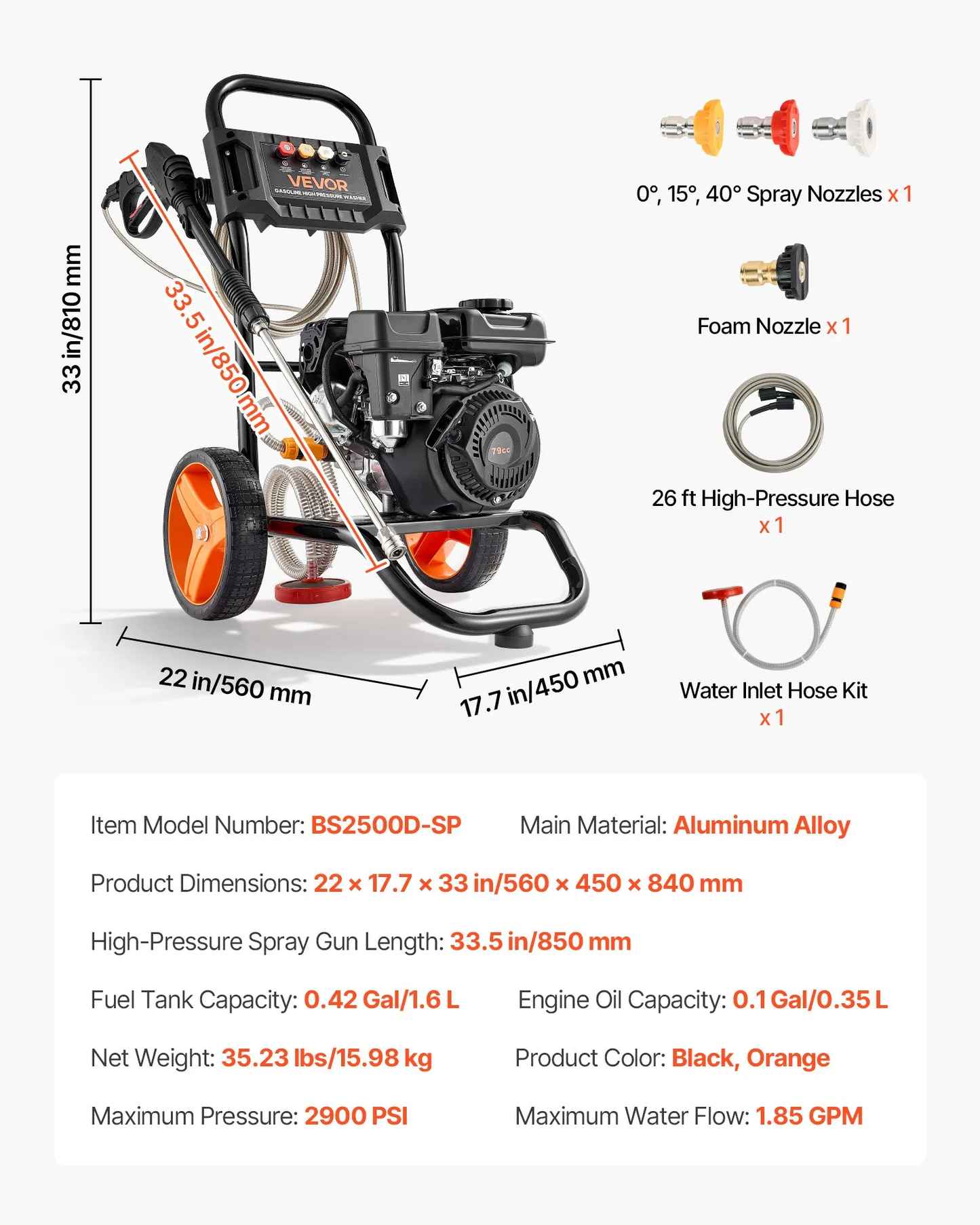 Open box, 90% new VEVOR Gas Pressure Washer 2900 PSI and 1.85 Max GPM, Upgrade Aluminum Pump,-$150