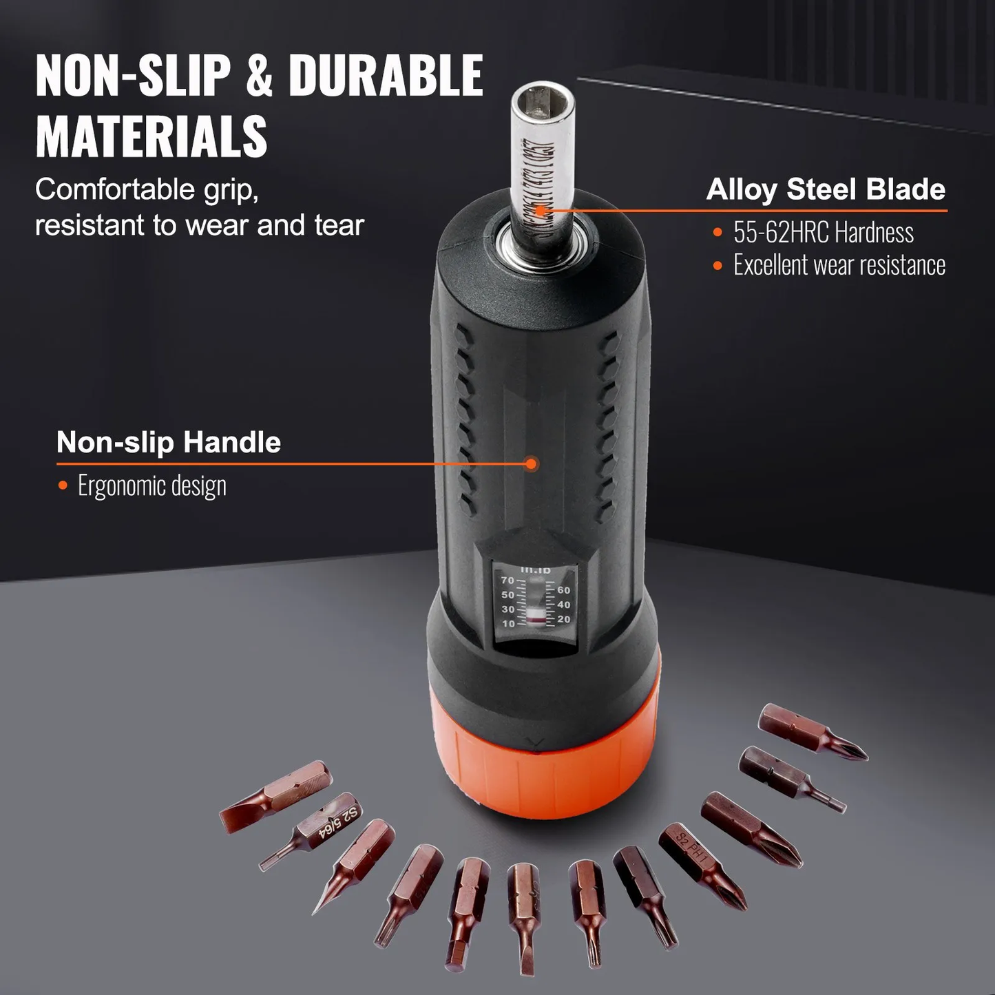 VEVOR 1/4" Drive Torque Screwdriver Wrench Set | 10-70 in-lbs Torque Adjustment Range | 1 in-lb Increment,-$45