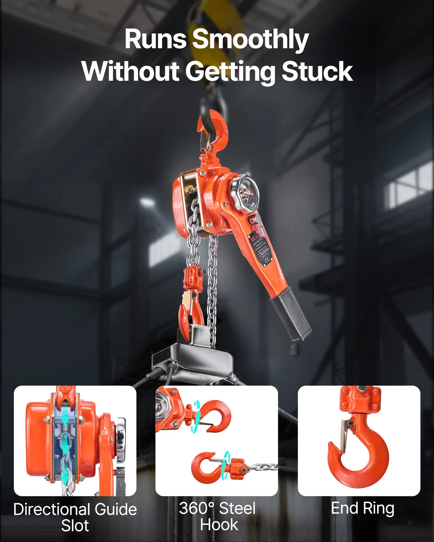 VEVOR Manual Lever Chain Hoist, 3/4T 1650LBS Capacity Heavy Duty Come Along, 10FT Lift G80 Alloy,-$40