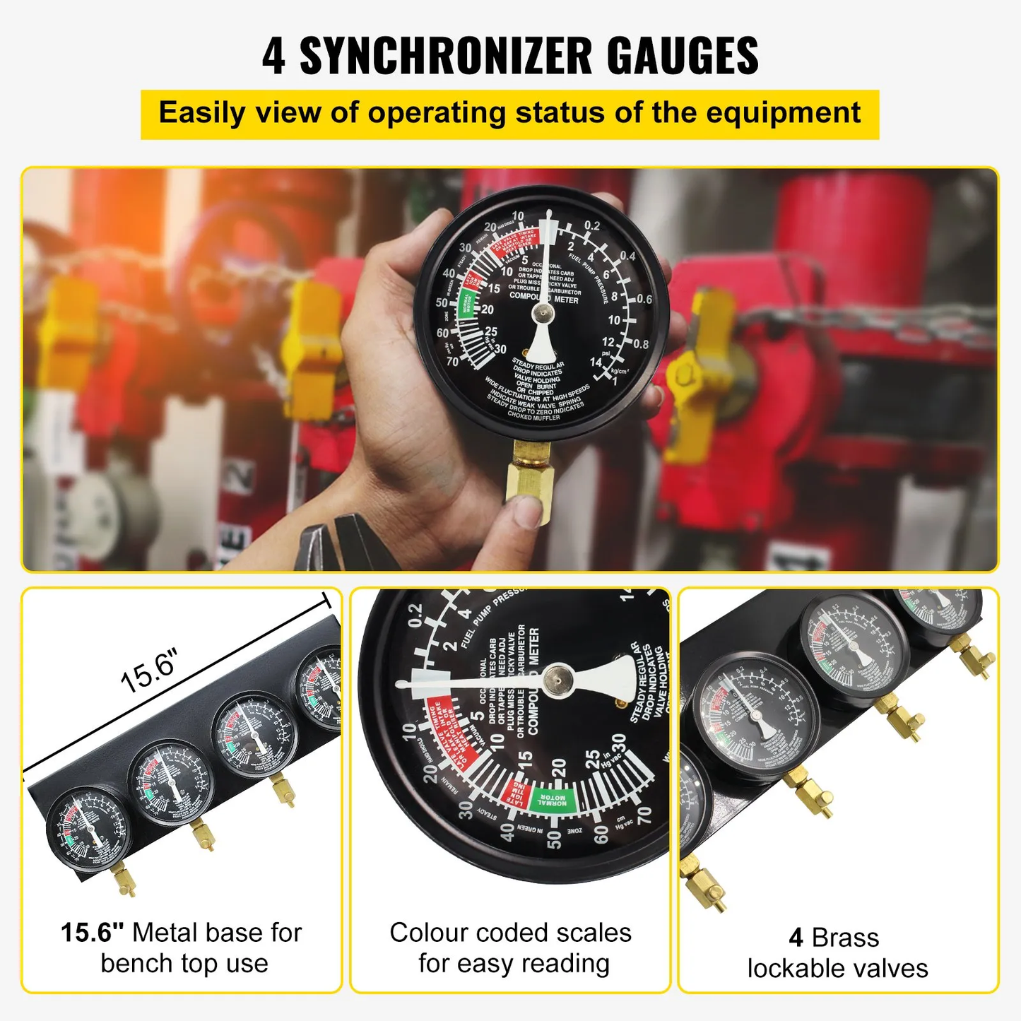 VEVOR Fuel Vacuum Carburetor Synchronize Tool Kit Fuel Vacuum Carburetor Synchronizer,-$45