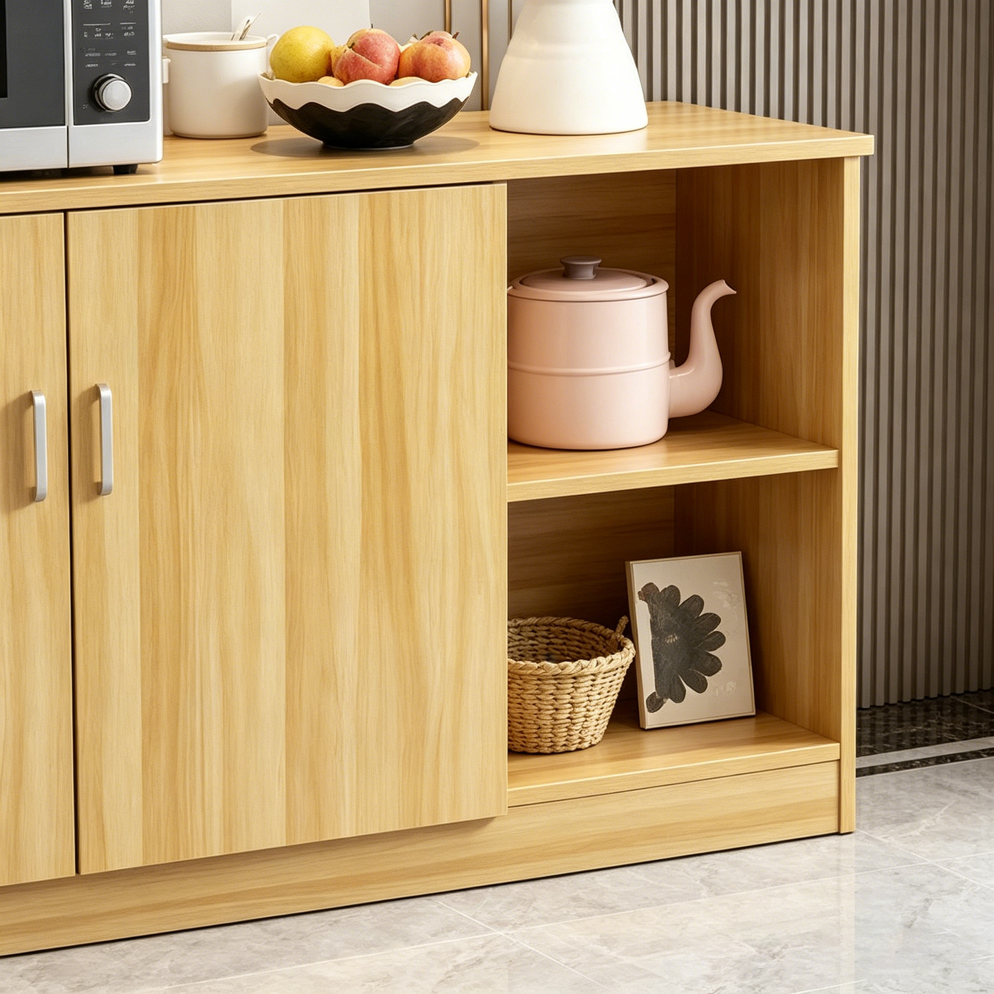 Brand New Assemble2-Door 2-Compartment Sideboard Cabinet,Storage Cabinet, light oak,-$100