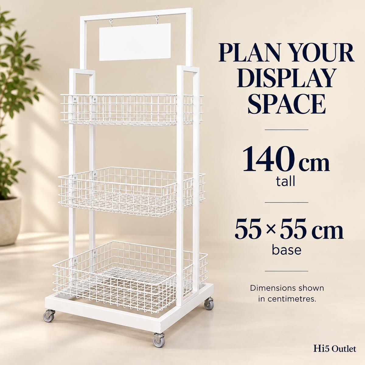 BNIB-4-Way & 3-Tier Storage Rack w/Wheels, Retail Display Racks, Household Storage Organizer