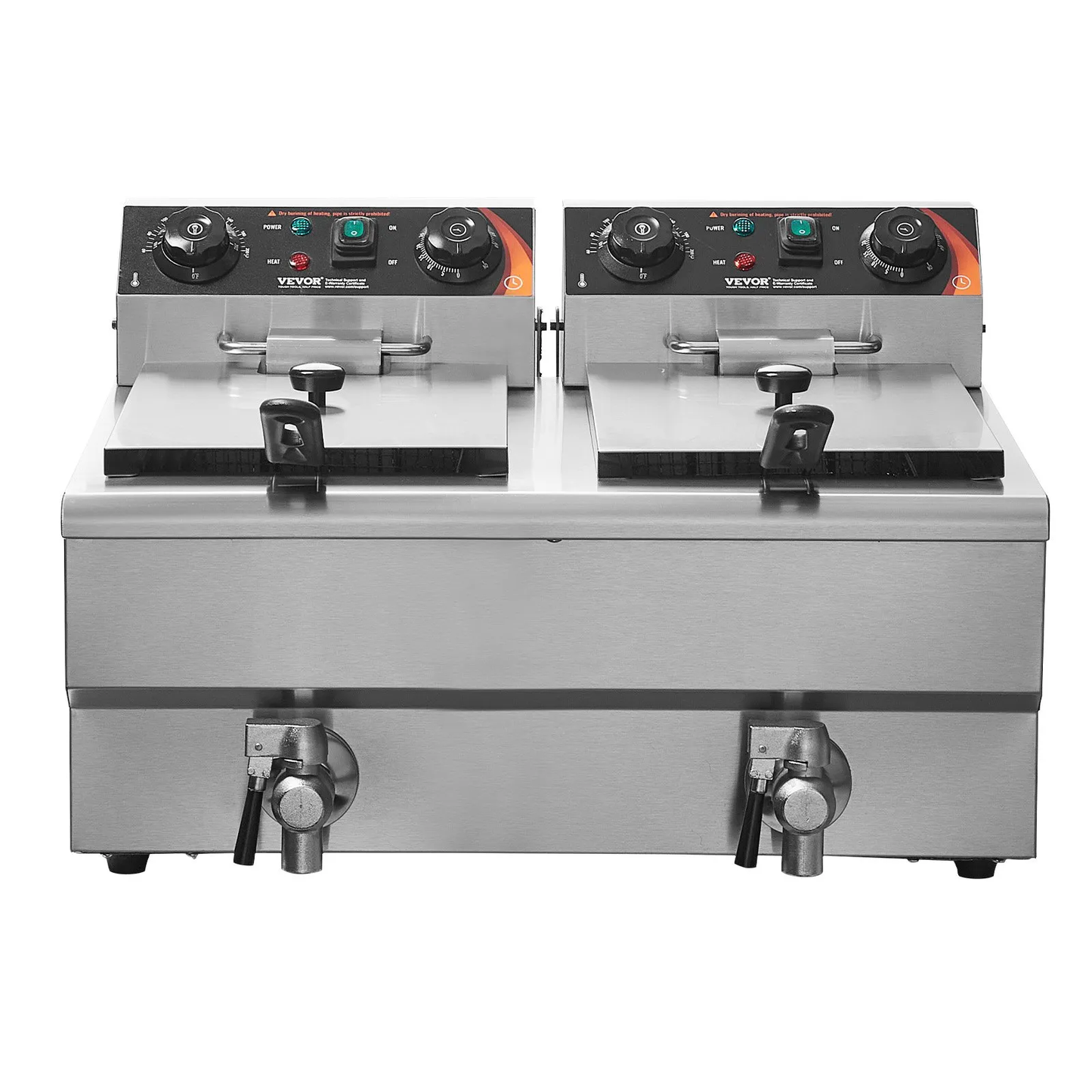 Open box, 90% new VEVOR Commercial Deep Fryer, Dual Tank 3000W Electric Countertop Fryer w/Basket,-$110