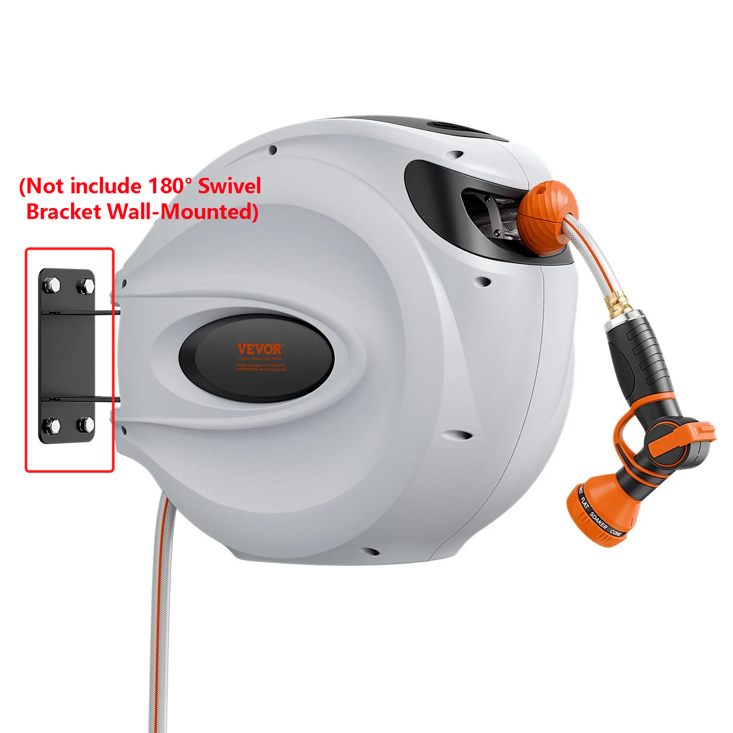 Open box VEVOR Retractable Hose Reel, 130 ft x 1/2 inch,(Not include 180° Swivel Bracket Wall-Mounted),-$80