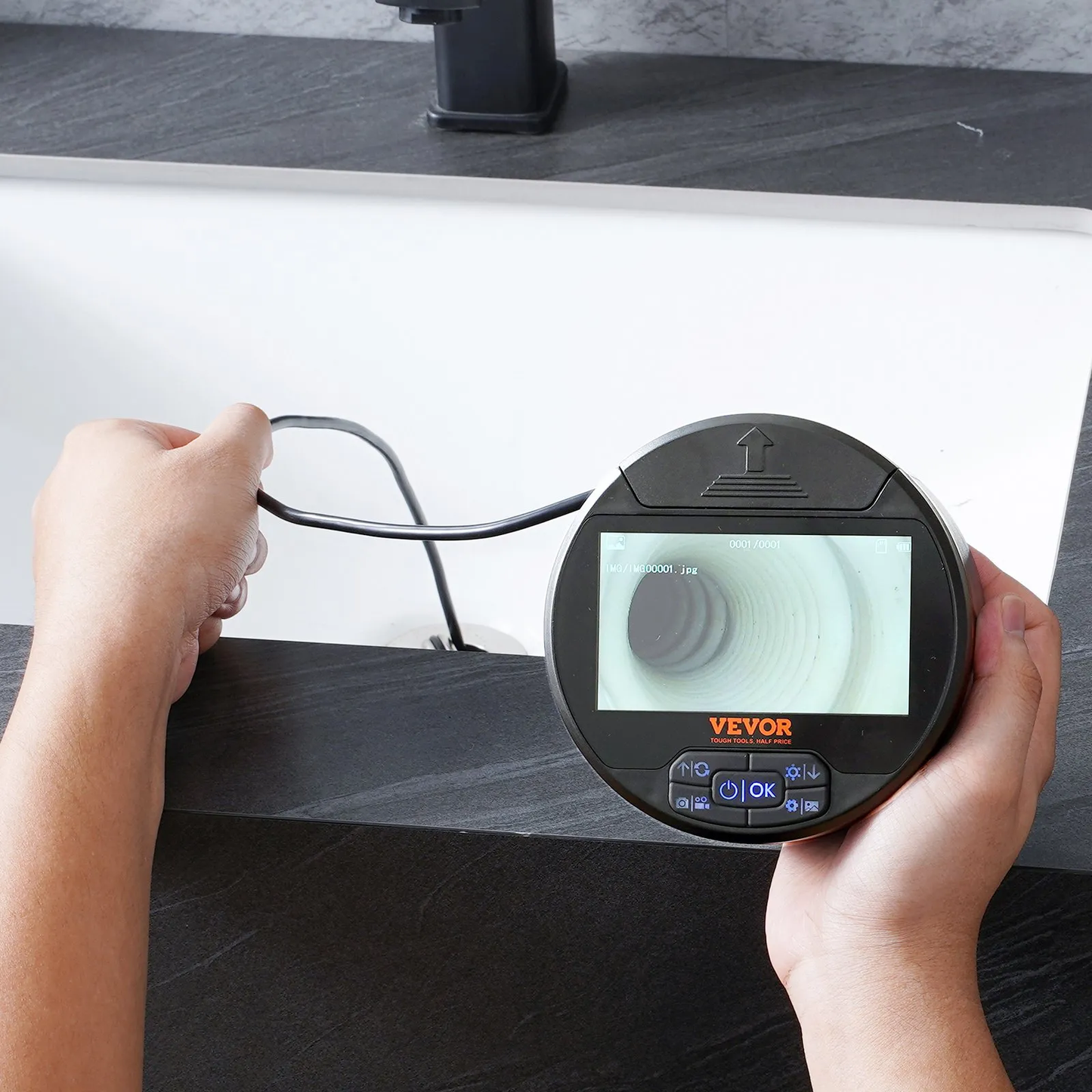 VEVOR Borescope Triple Lens Endoscope Camera, 4.3" IPS Screen Inspection Camera with 8 + 2 Lights,-$45