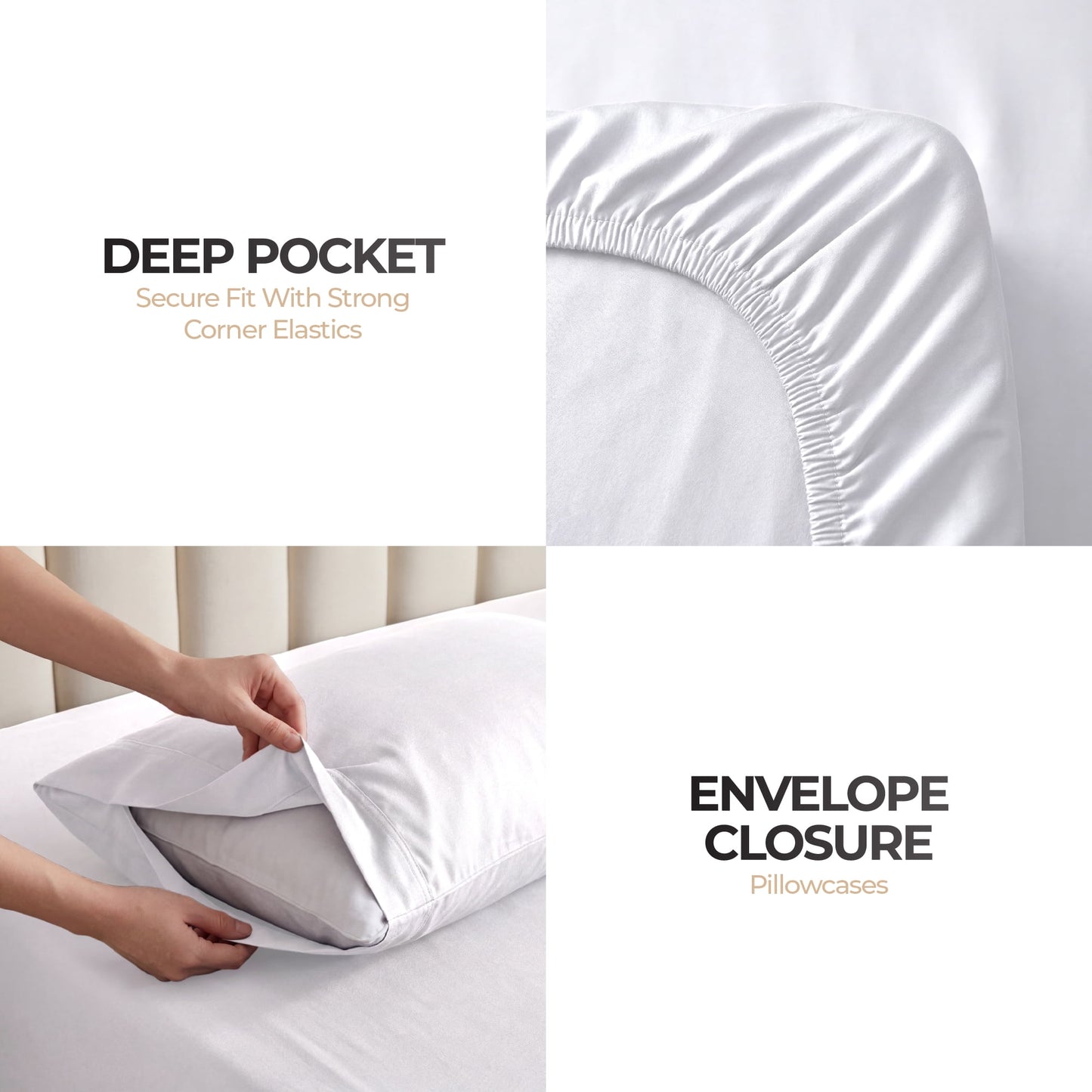BNIB-4 Piece Queen Bed Sheet Set in White – Ultra-Soft Deep Pocket Microfiber Sheets, Wrinkle-Free,-$15