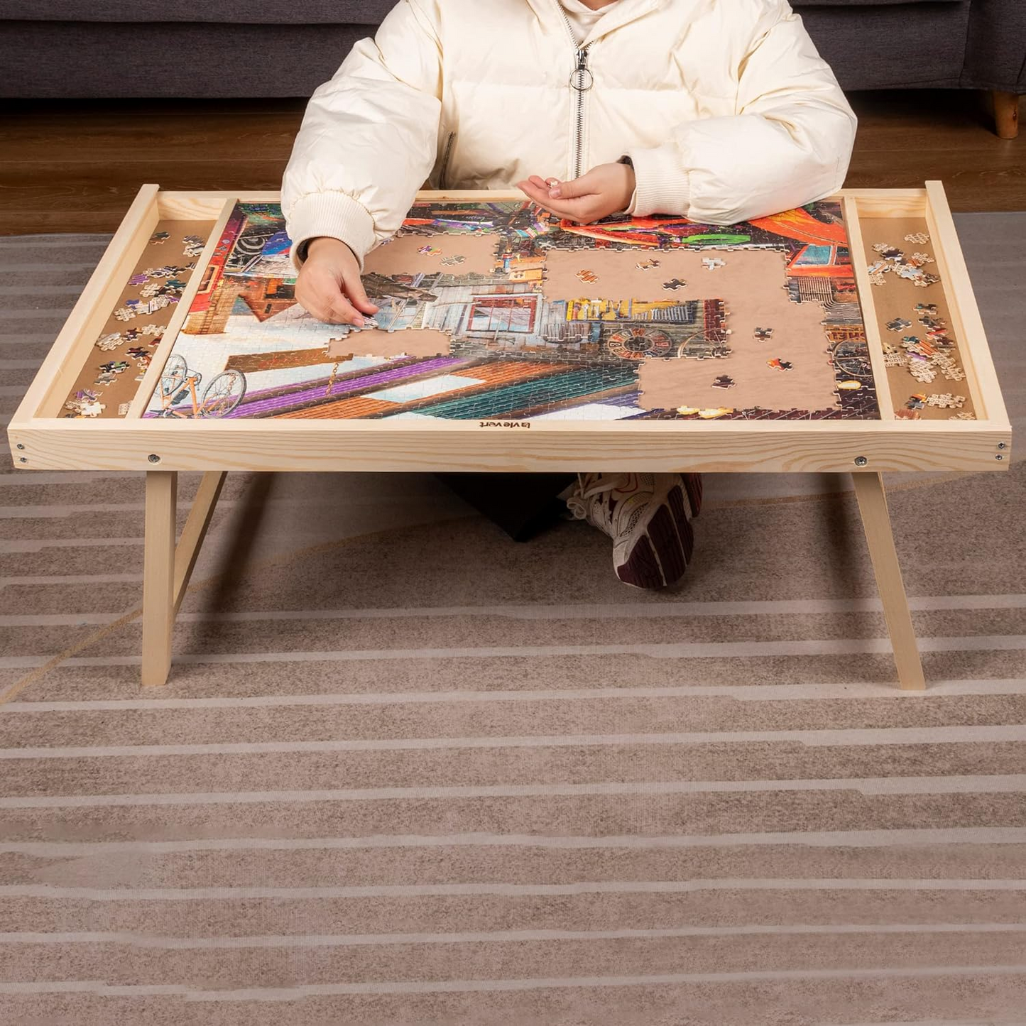 Puzzle table with wood cover, collapsible non slip surface puzzle up to 1000 pieces，-$50 each