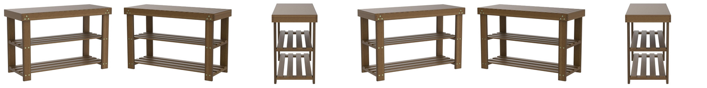 BNIB-Bamboo Shoe Rack Bench, 3-Tier Sturdy Shoe Bench, Holds up to 300 LBS，-$45