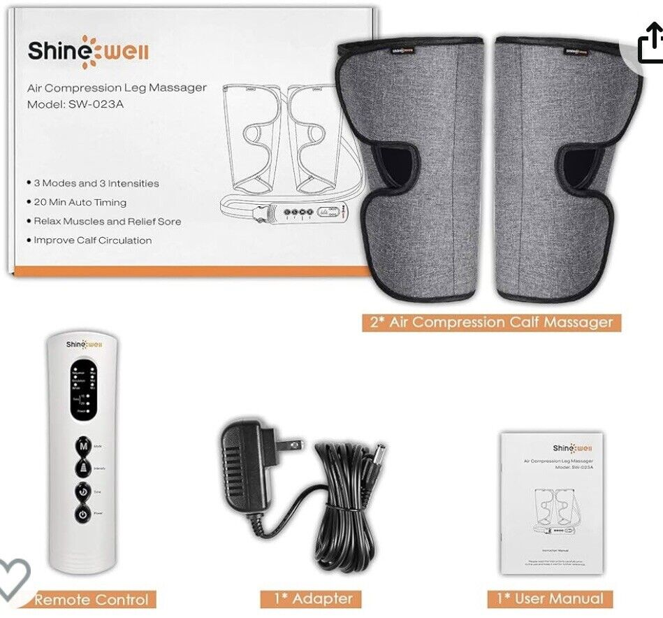 Brand New SHINE WELL Leg Compression Massager for Lower Leg, Foot and Arm Cycles,-$40