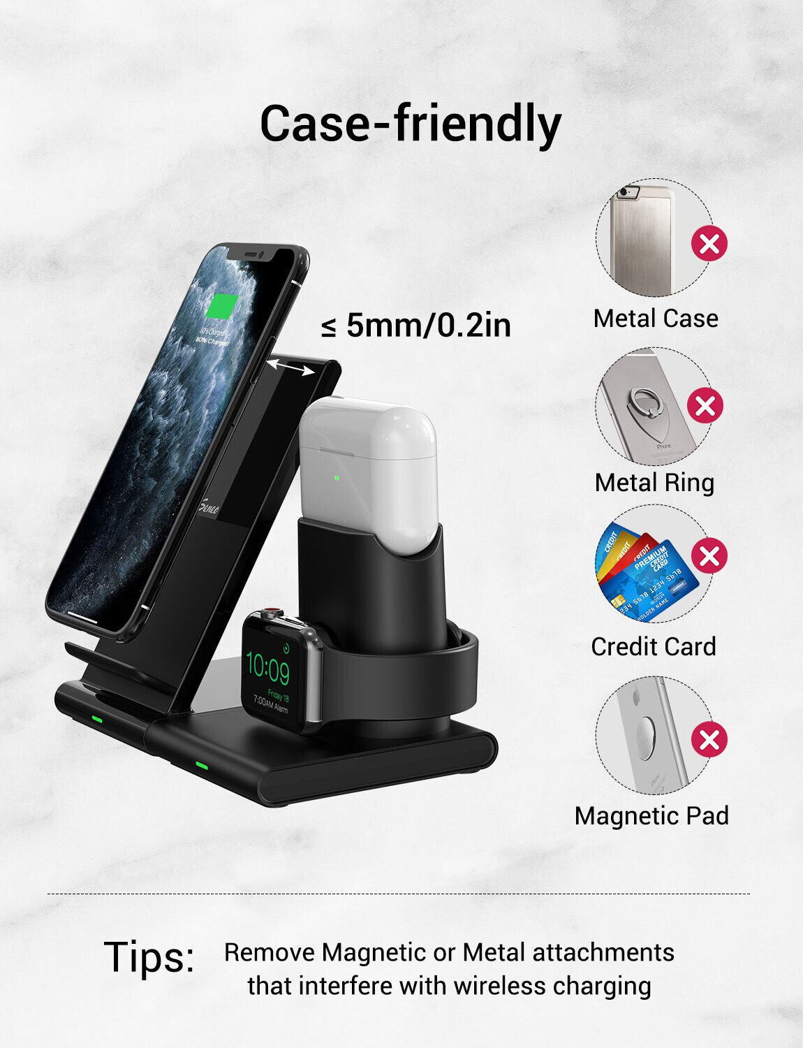 Brand New-Seneo 3 in 1 Fast Wireless Charger Stand，Wave Stand MODEL: PA191B,- $25