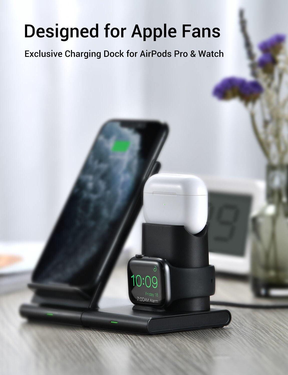 Brand New-Seneo 3 in 1 Fast Wireless Charger Stand，Wave Stand MODEL: PA191B,- $25